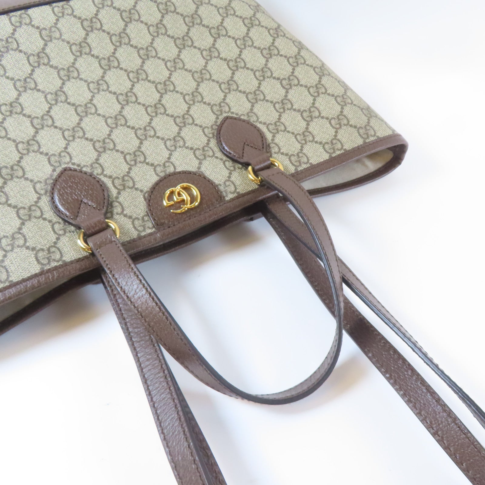 GUCCI 塗層帆布Ophidia GG金扣手挽肩背兩用袋啡色