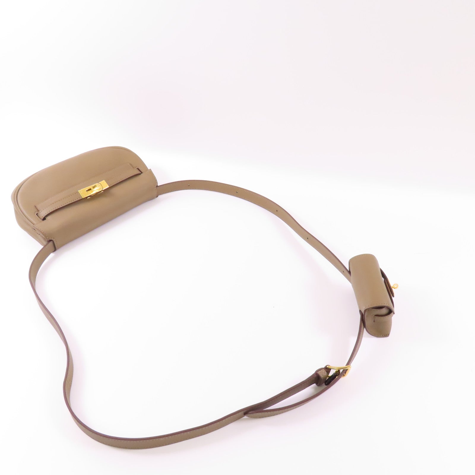 HERMES 【激減優惠】Veau Swift皮革Kelly Moove金扣肩背袋Etoupe