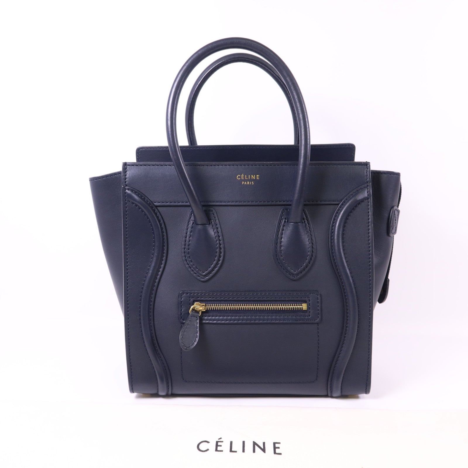 CELINE 牛皮皮革Micro Luggage金扣手挽袋