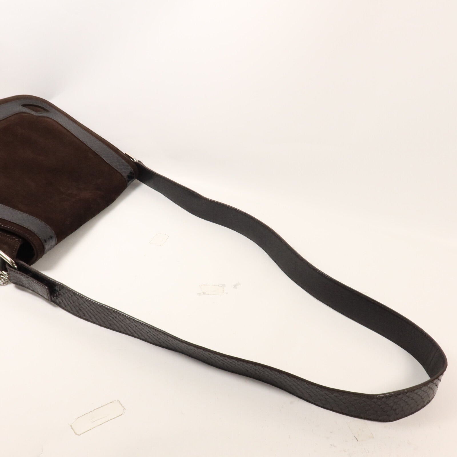 CARTIER 麂皮皮革/蛇皮皮革Marcello Saddle Bag手挽肩背兩用袋