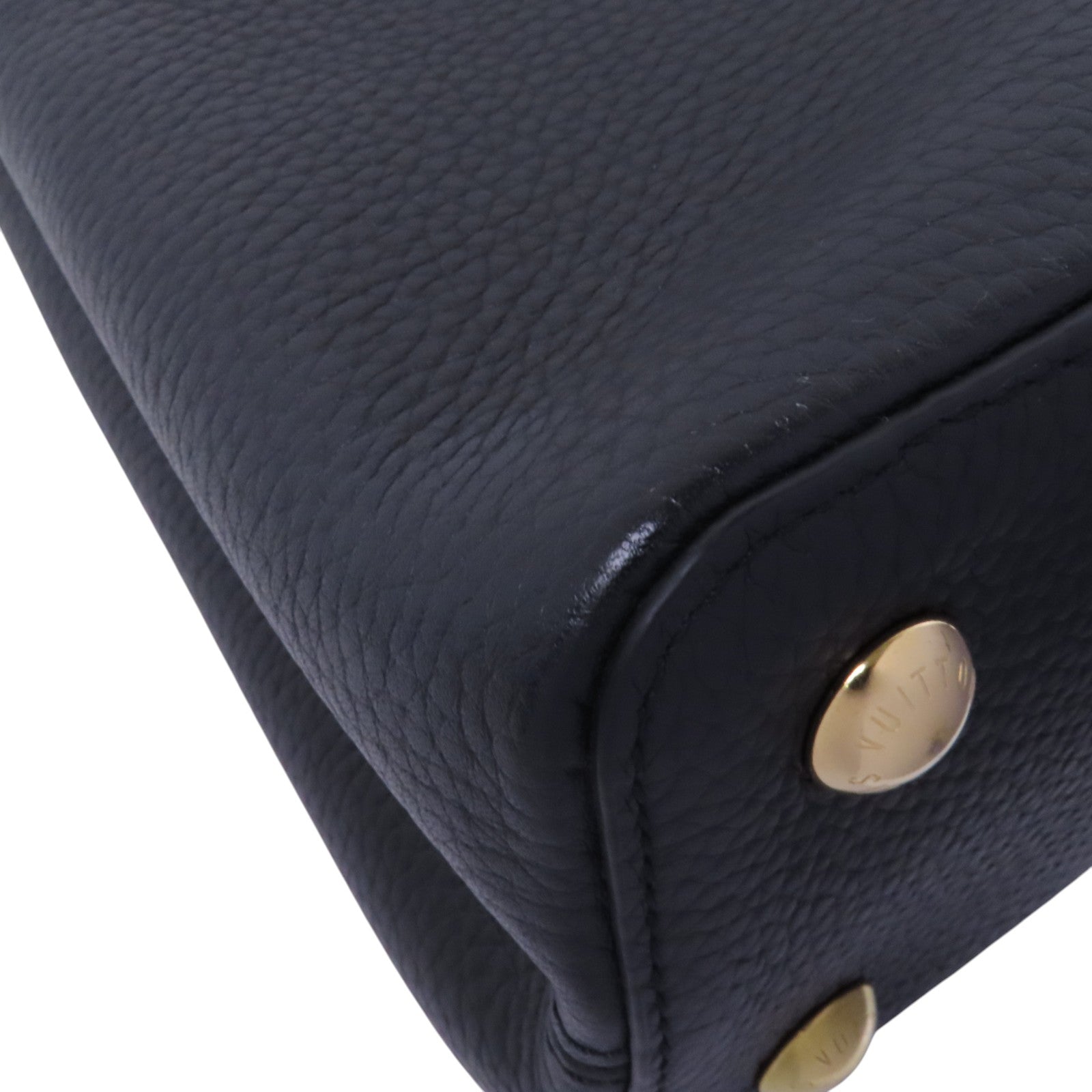 LOUIS VUITTON Taurillon Leather Capucines MM金扣手挽肩背兩用袋