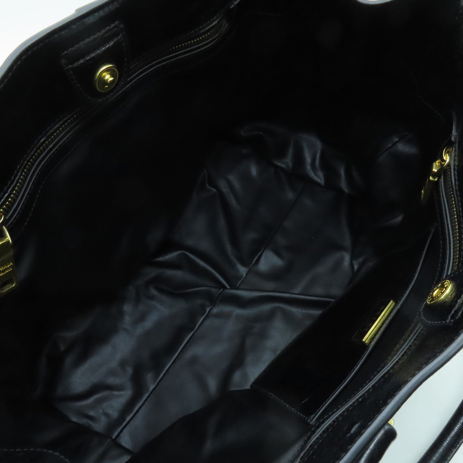 PRADA 【激減優惠】牛皮皮革2way Shoulder Bag金扣手挽肩背兩用袋黒色