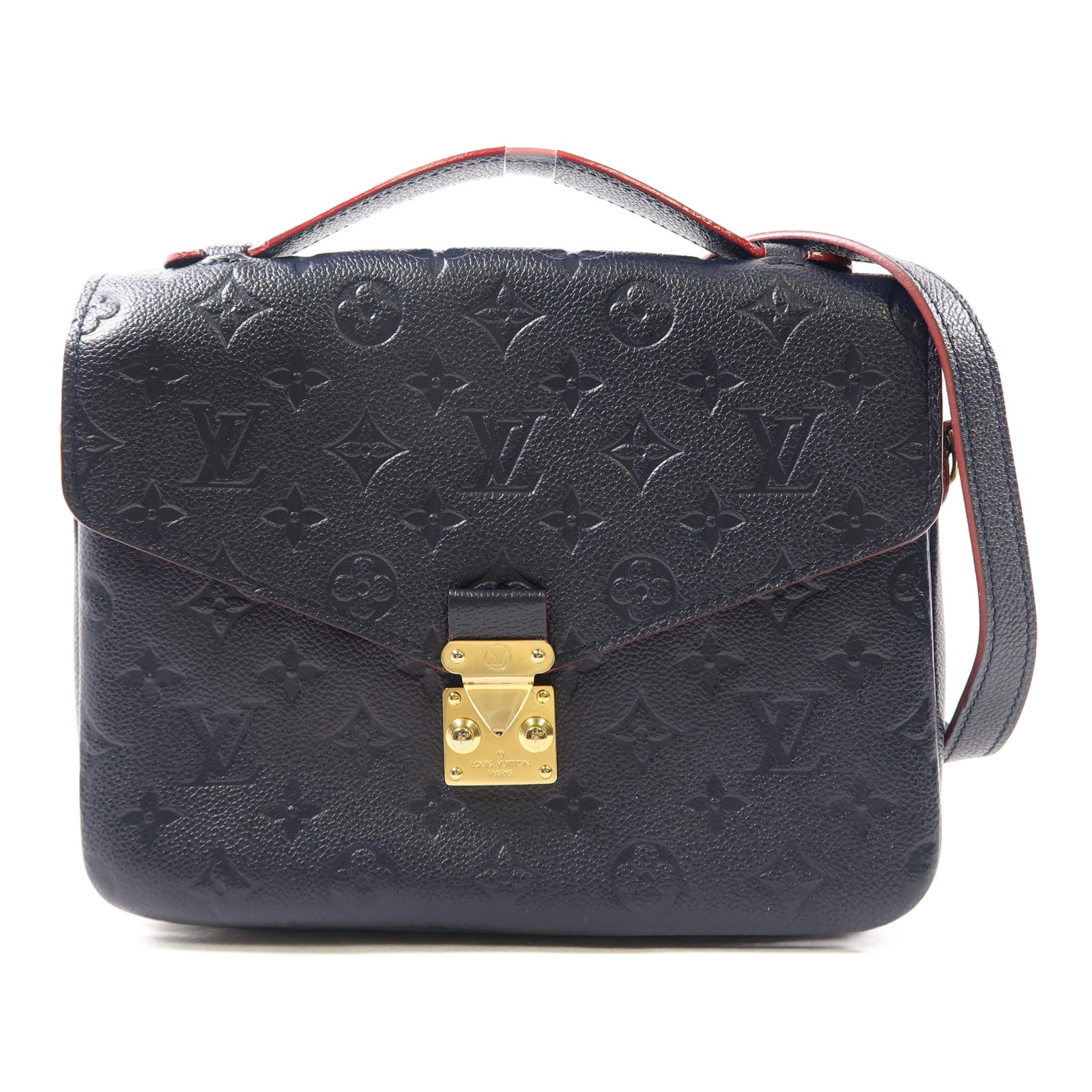 LOUIS VUITTON Monogram Empreinte Pochette Metis金扣手挽肩背兩用袋深藍色