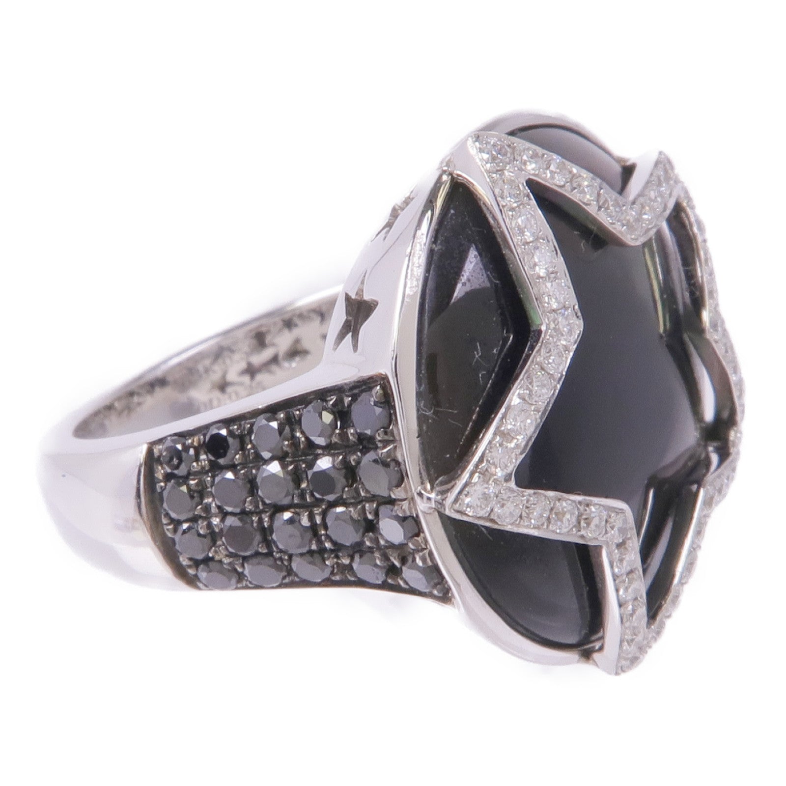 JEWELRY 18K白金/黑鑽/貝殼Diamond Ring鑽石戒指US#5.5