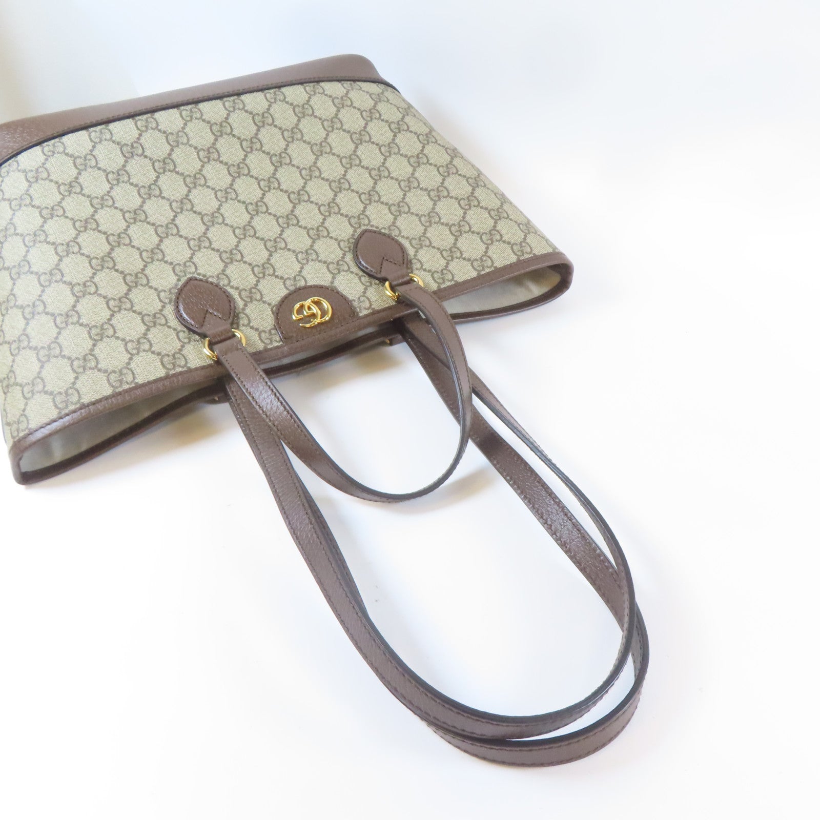 GUCCI 塗層帆布Ophidia GG金扣手挽肩背兩用袋啡色