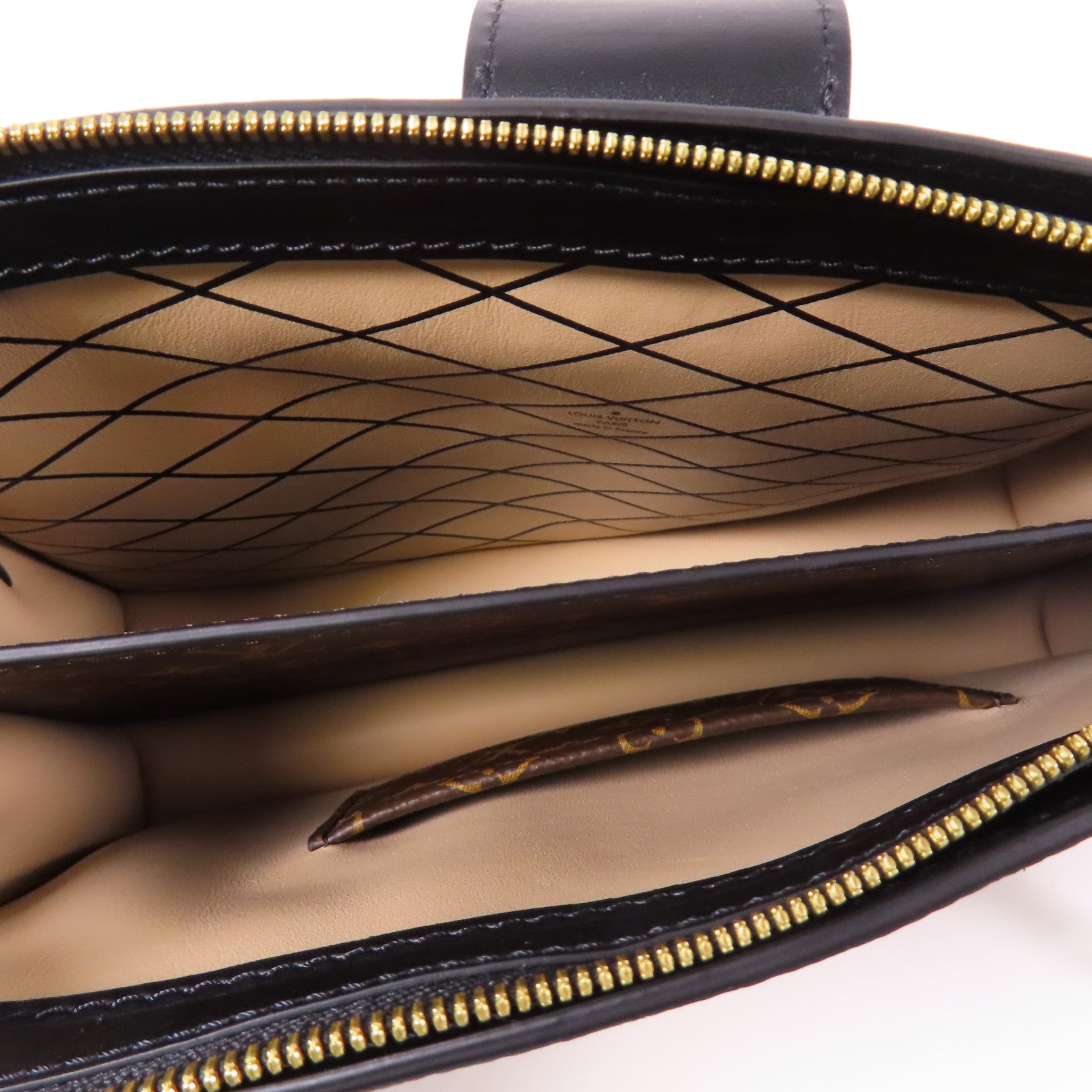 LOUIS VUITTON Monogram Reverse Trunk Clutch金扣肩背袋棕色