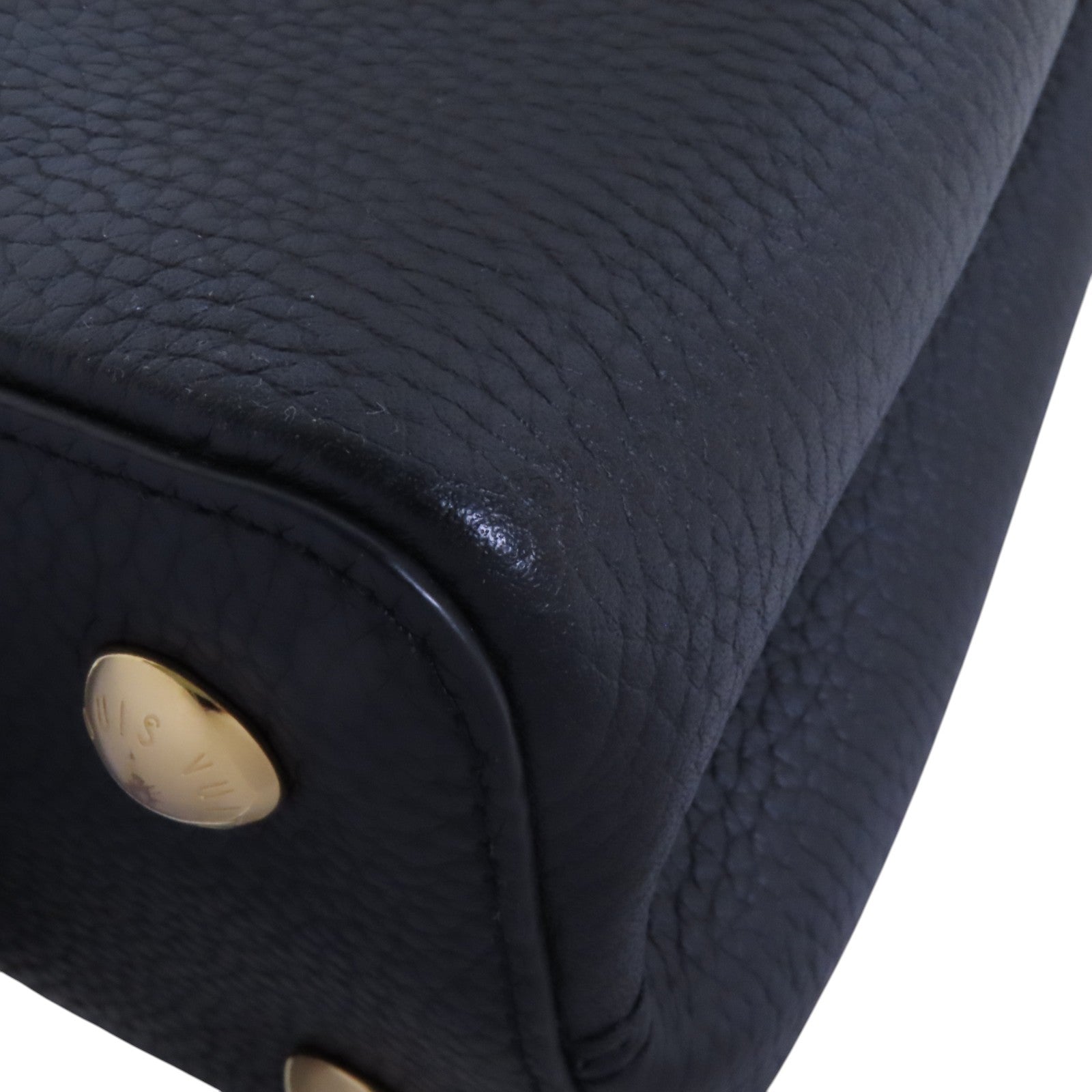 LOUIS VUITTON Taurillon Leather Capucines MM金扣手挽肩背兩用袋