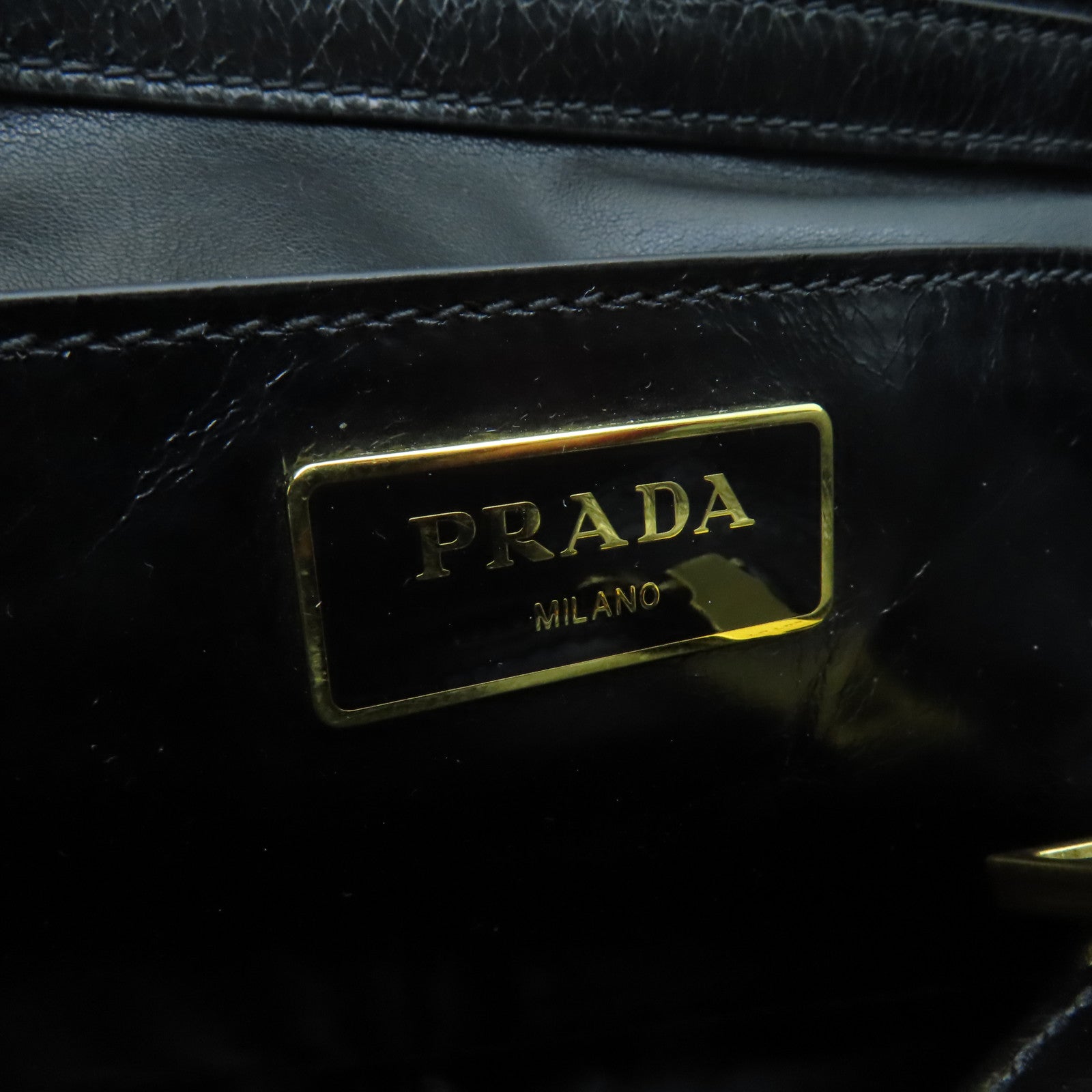 PRADA 【激減優惠】牛皮皮革2way Shoulder Bag金扣手挽肩背兩用袋黒色