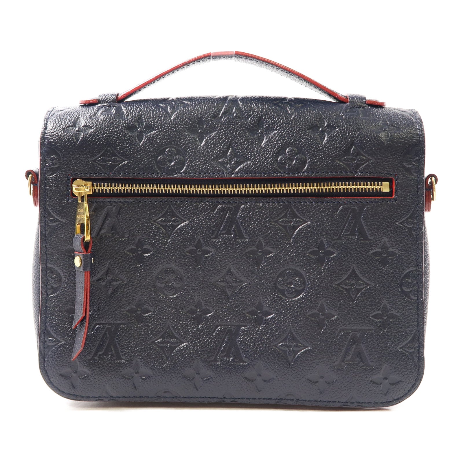 LOUIS VUITTON Monogram Empreinte Pochette Metis金扣手挽肩背兩用袋深藍色