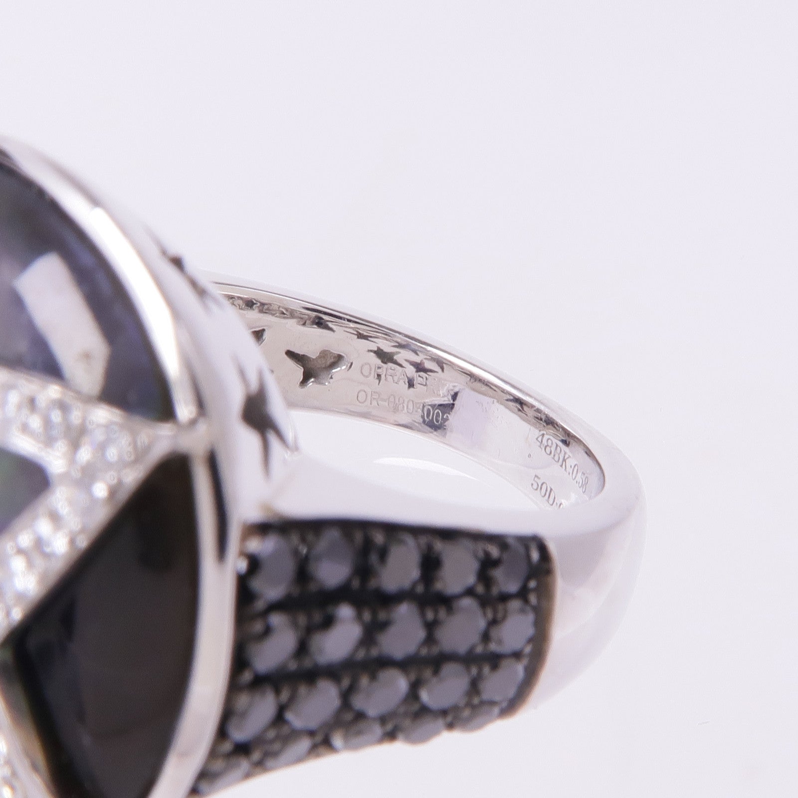 JEWELRY 【激減優惠】18K白金/黑鑽/貝殼Diamond Ring鑽石戒指US#5.5