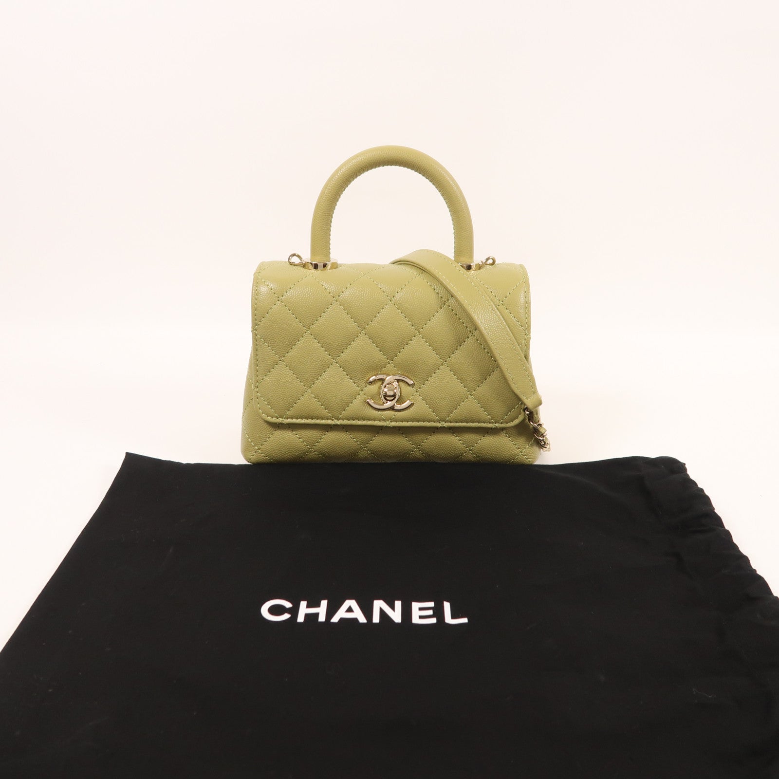 CHANEL 牛皮皮革Mini Coco Handle金扣手挽肩背兩用袋