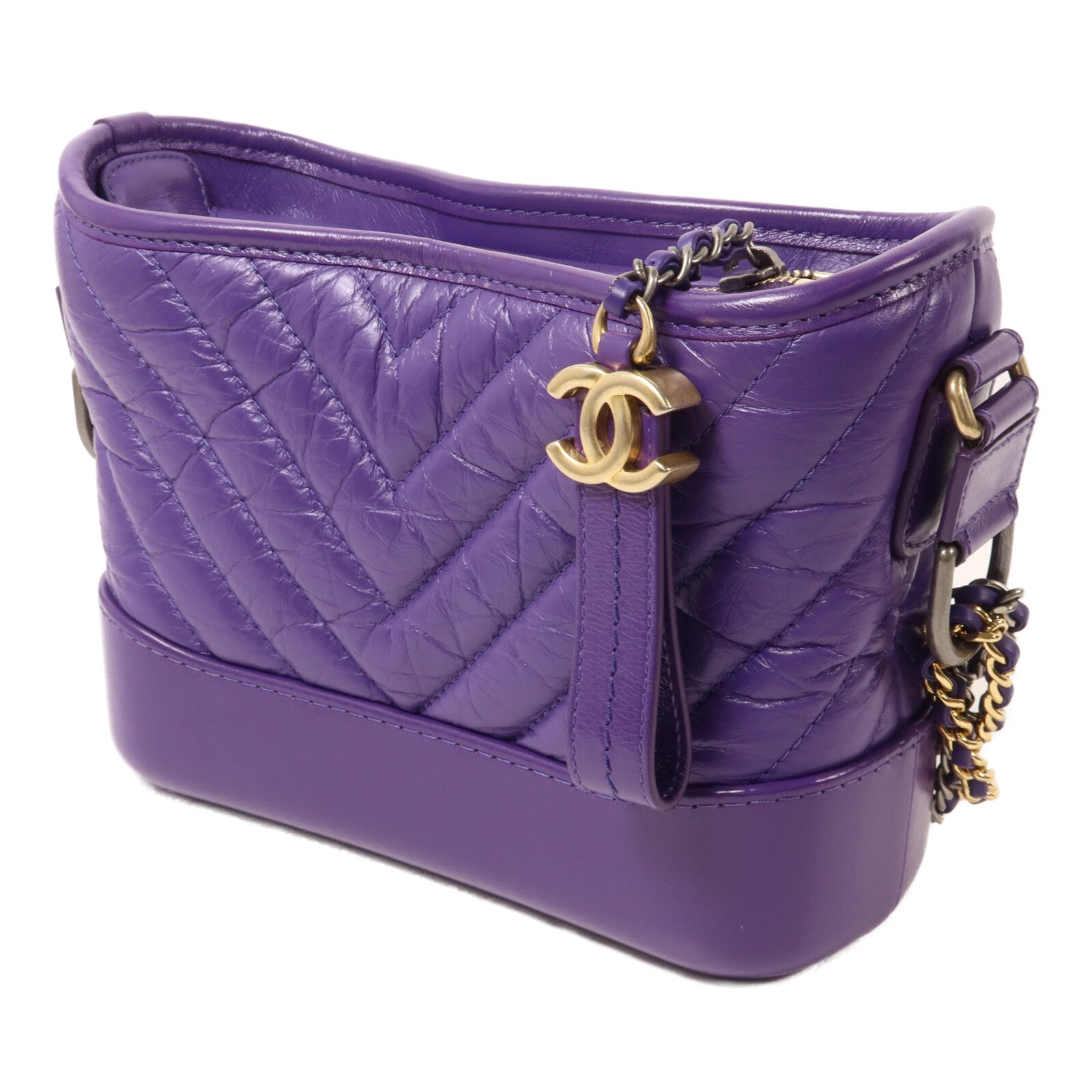 CHANEL 牛皮皮革Gabrielle Small Chevron鏈帶肩背袋