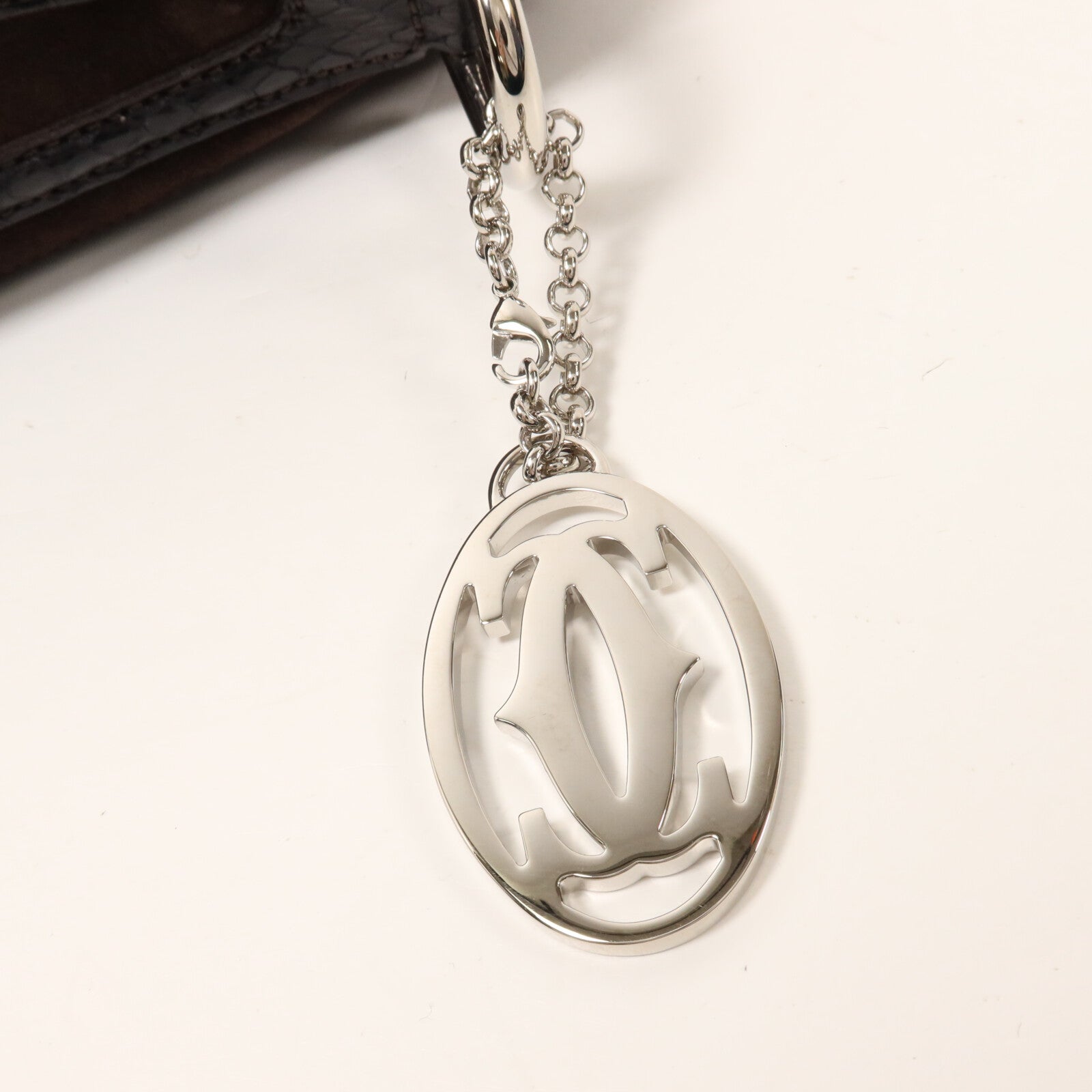 CARTIER 麂皮皮革/蛇皮皮革Marcello Saddle Bag手挽肩背兩用袋