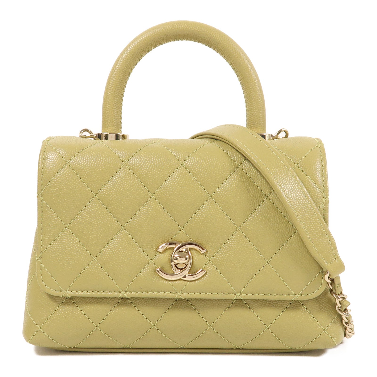 CHANEL 牛皮皮革Mini Coco Handle金扣手挽肩背兩用袋