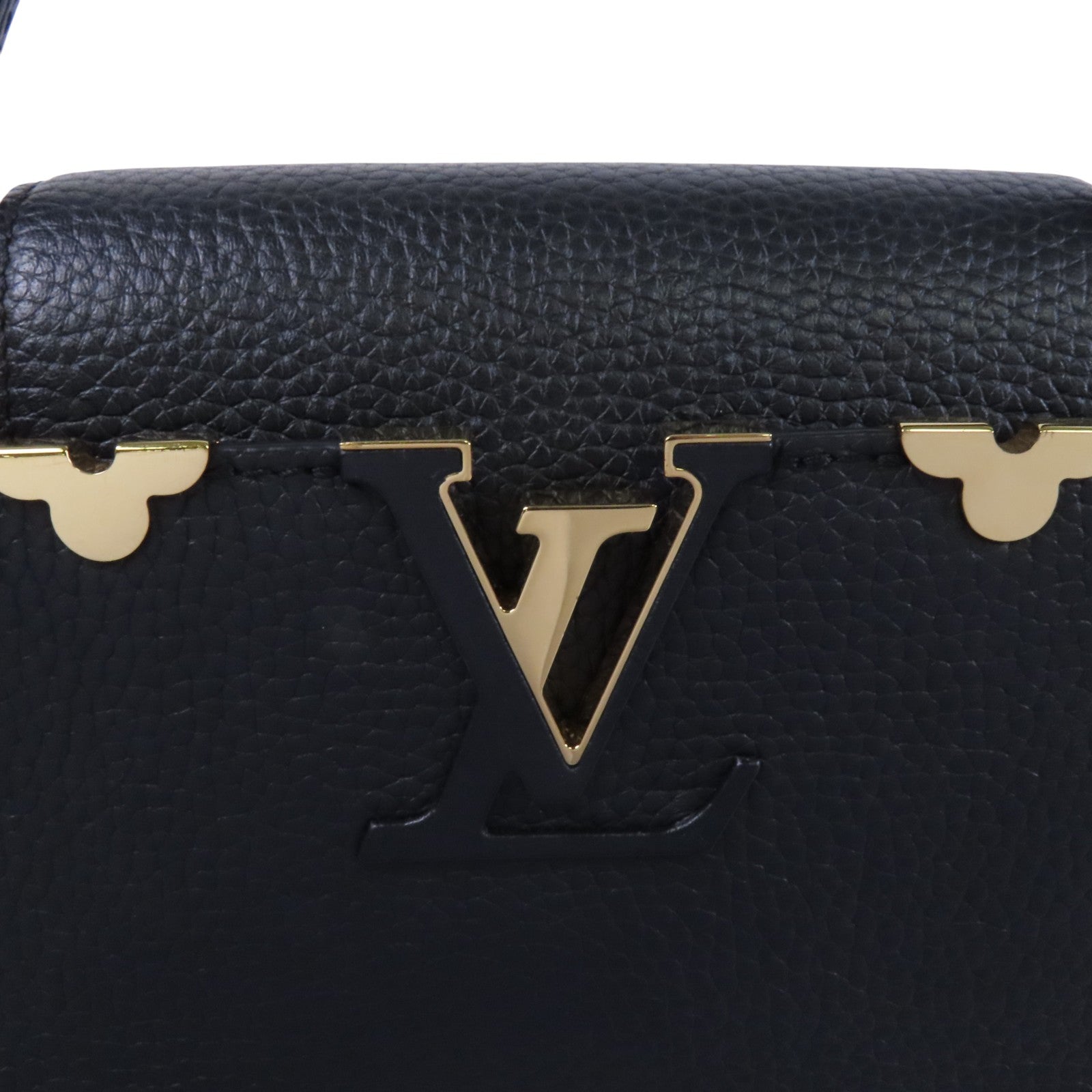 LOUIS VUITTON Taurillon Leather Capucines MM金扣手挽肩背兩用袋