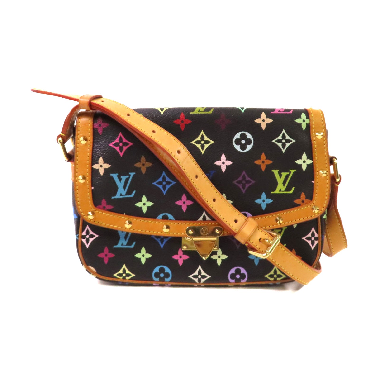 LOUIS VUITTON Monogram Multicolore Sologne Shoulder Bag金扣肩背袋黑色/彩色
