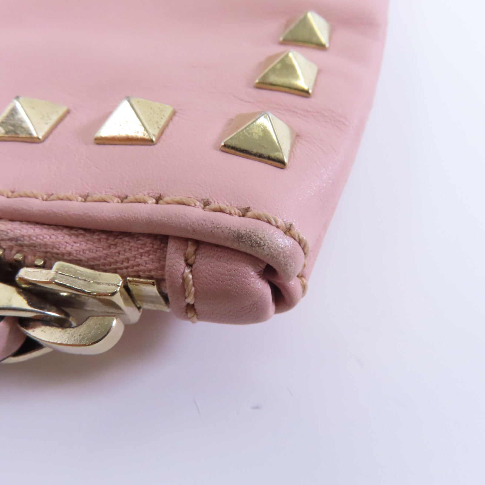 Valentino 【激減優惠】牛皮皮革Clutch Bag金扣手拿包粉紅色