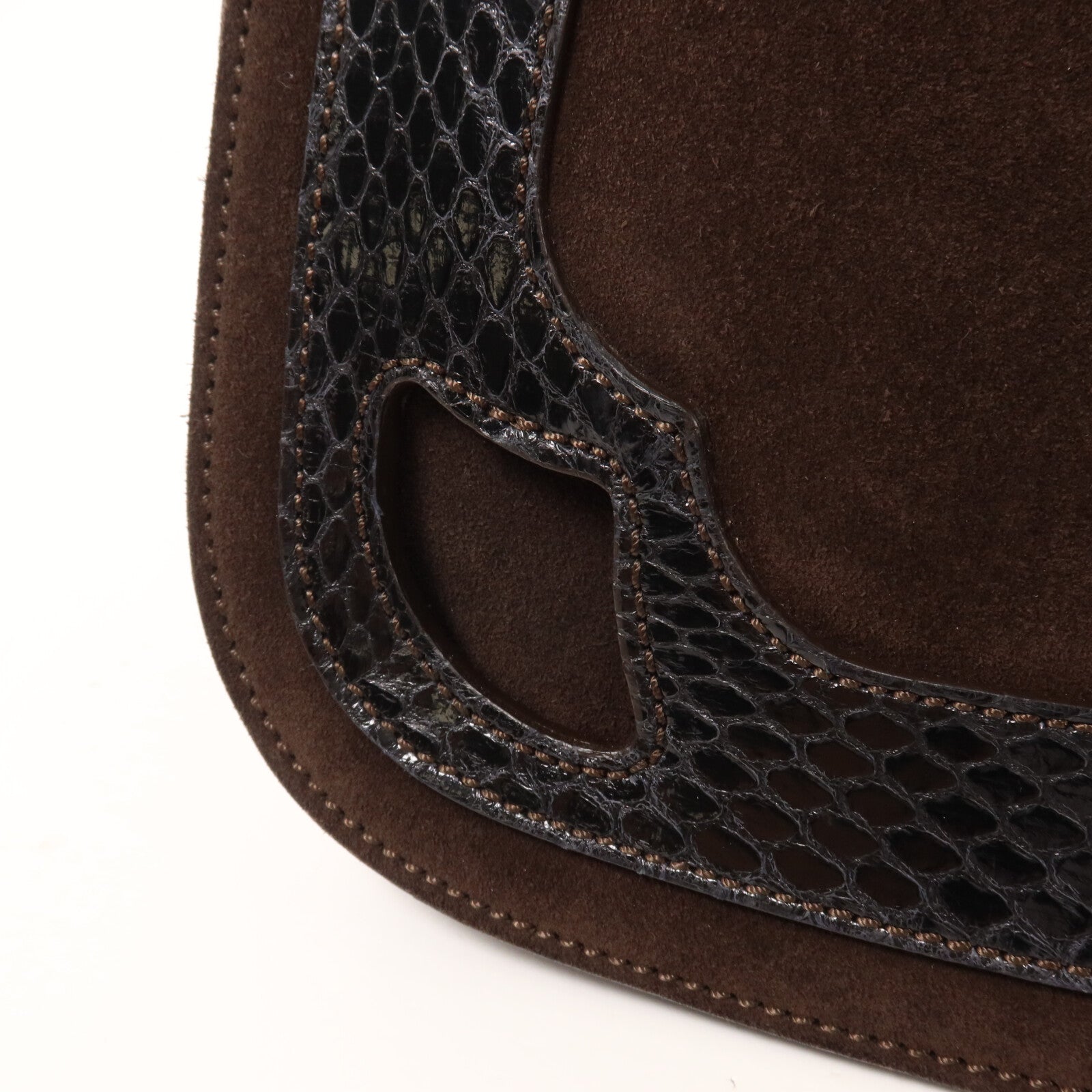 CARTIER 麂皮皮革/蛇皮皮革Marcello Saddle Bag手挽肩背兩用袋