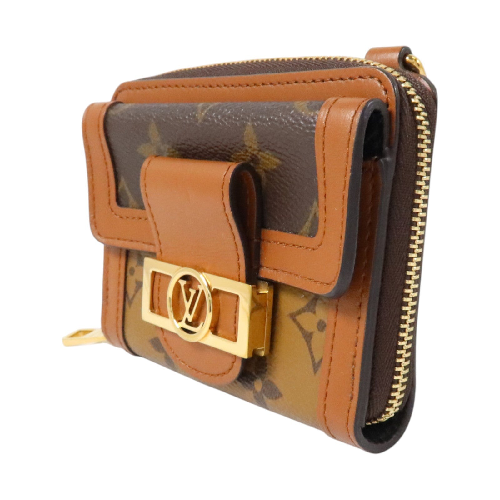 LOUIS VUITTON Monogram Reverse Micro Dauphine WOC金扣鏈帶肩背袋