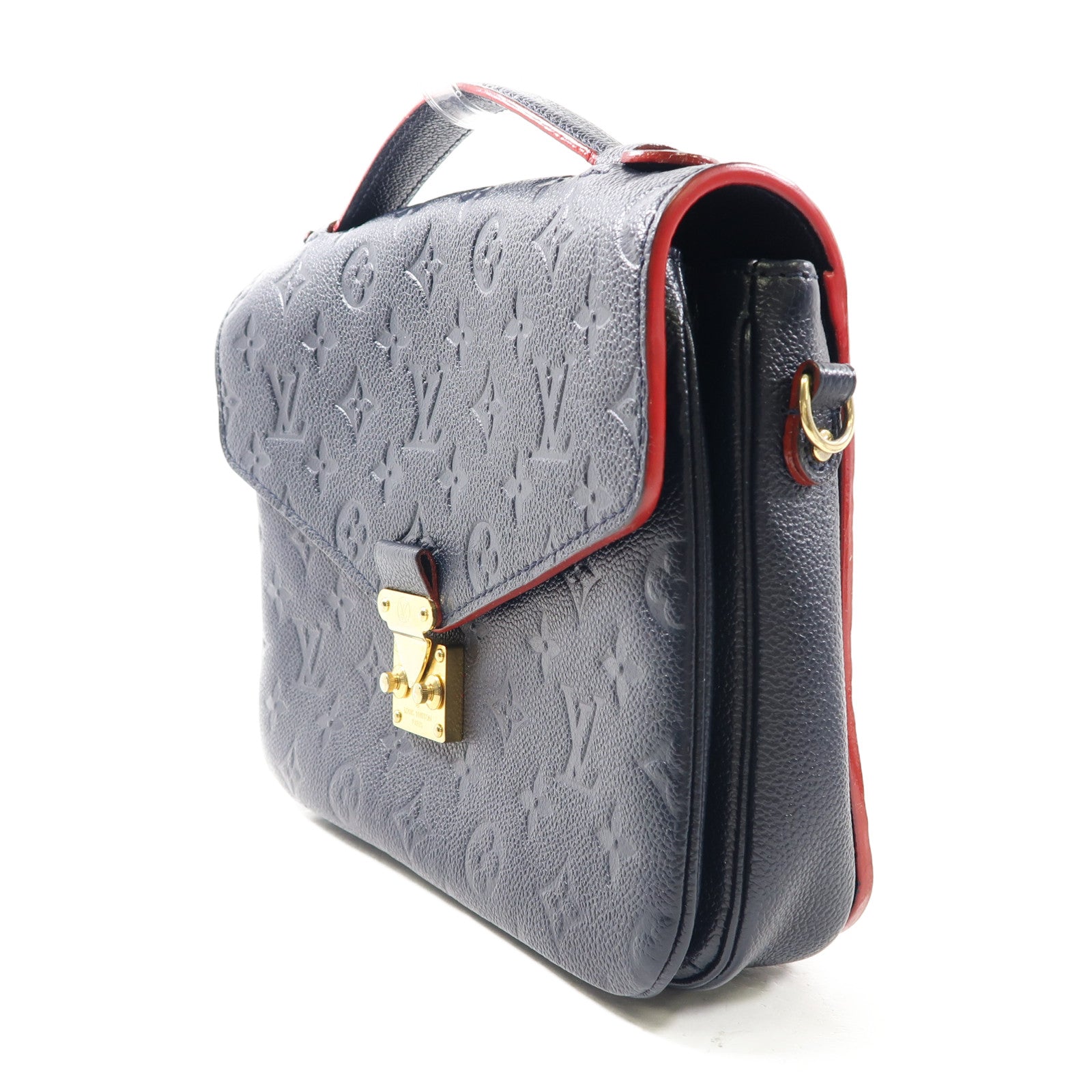 LOUIS VUITTON Monogram Empreinte Pochette Metis金扣手挽肩背兩用袋深藍色