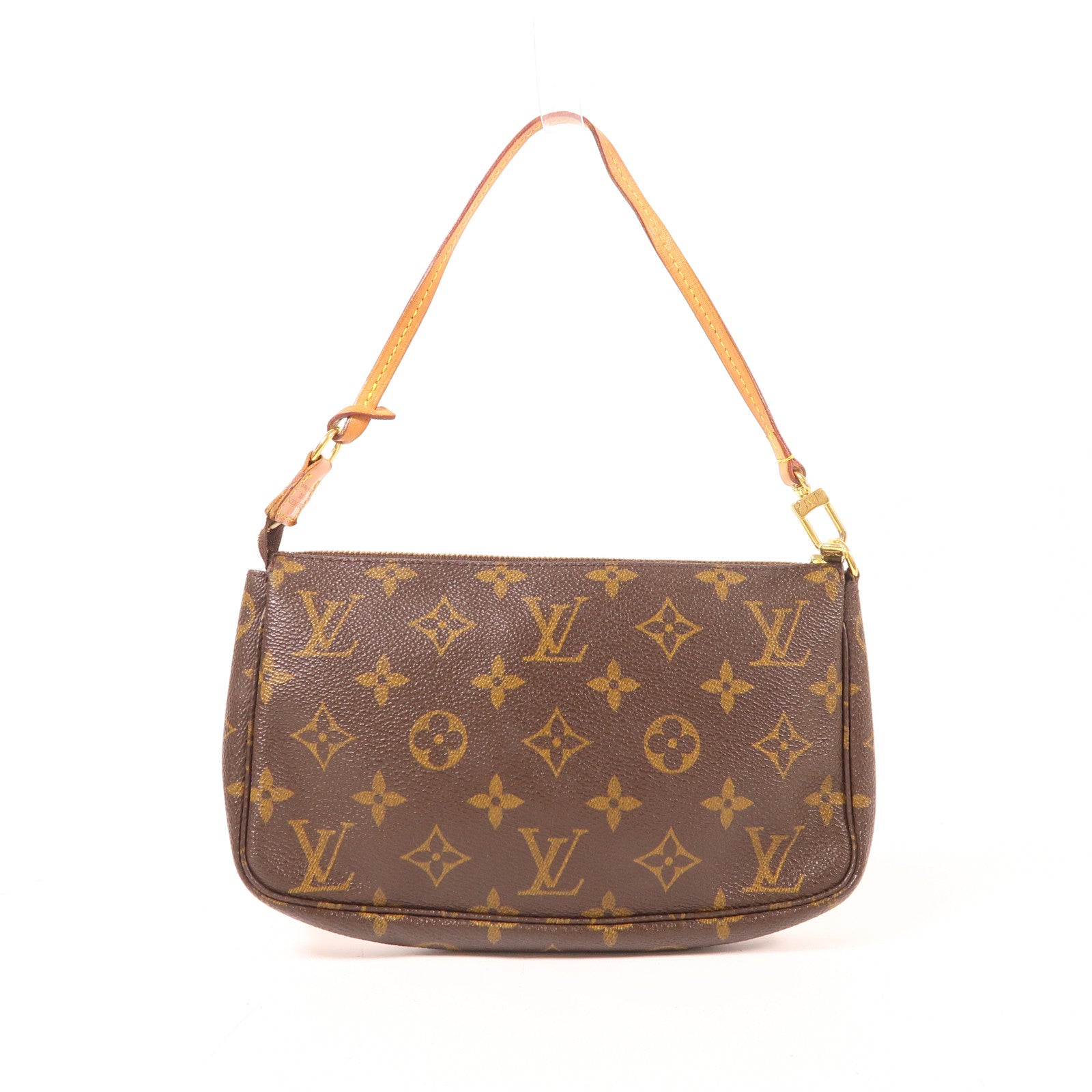 LOUIS VUITTON Monogram Pochette Accessoires金扣手拿包棕色
