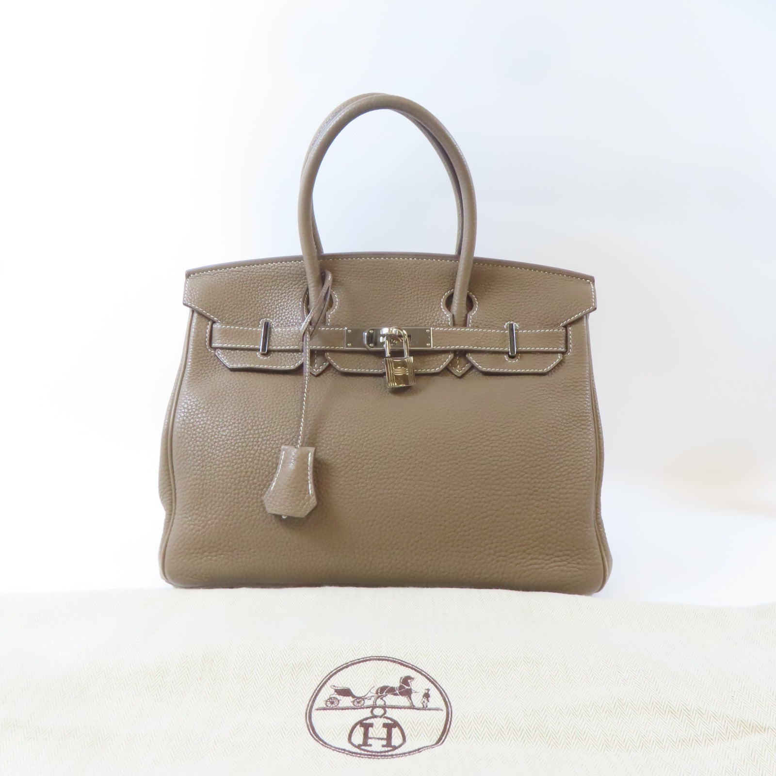 HERMES Togo皮革Birkin 30銀扣手挽袋啡色