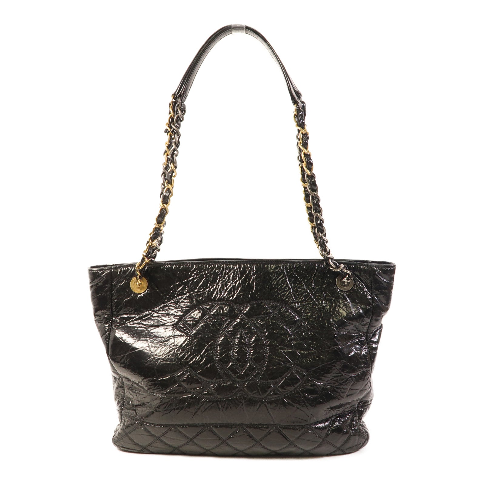 CHANEL 漆皮皮革Coco Mark Chain Tote Bag鏈帶肩背袋