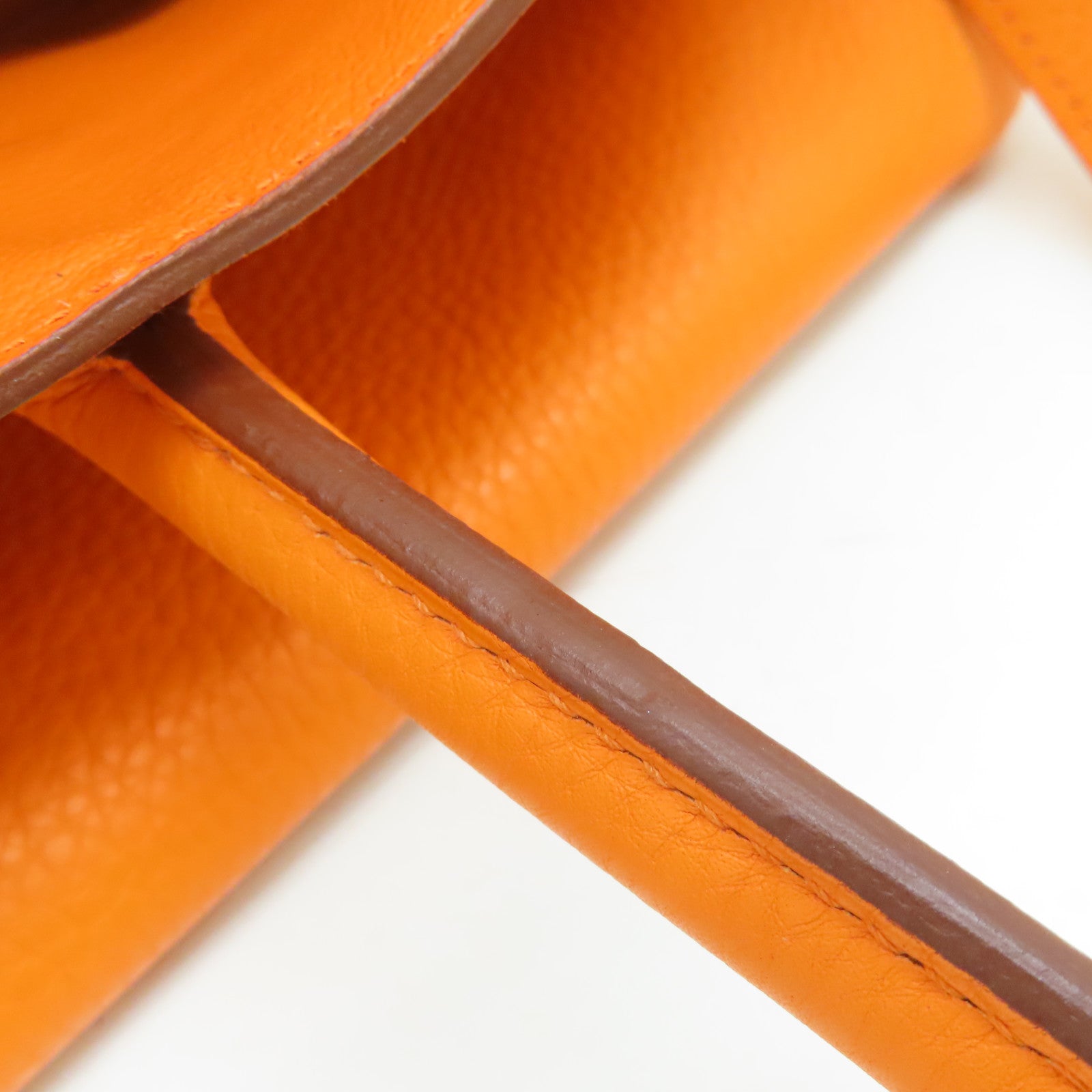 HERMES Clemence皮革Shoulder Birkin銀扣手挽袋/肩背袋橙色
