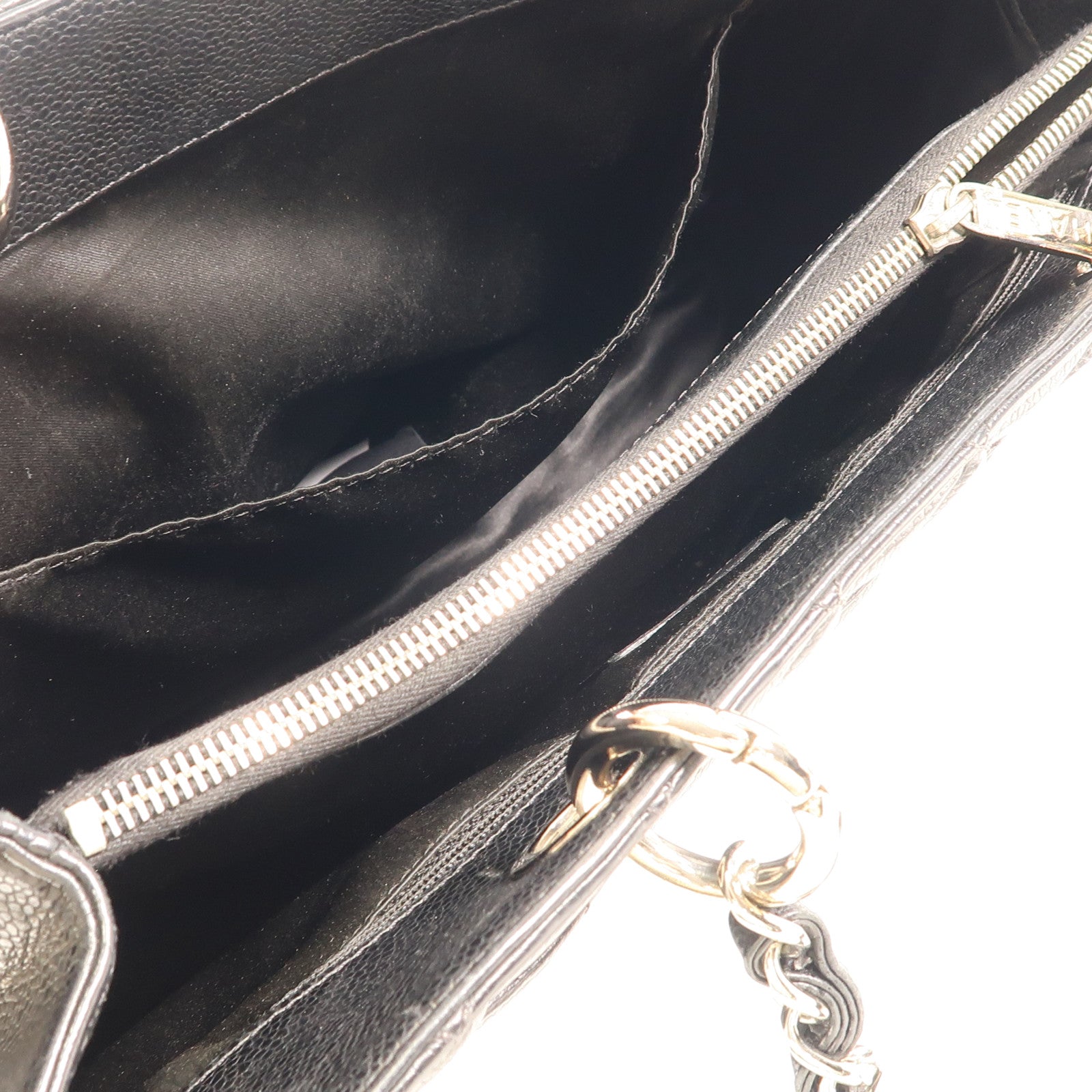 CHANEL 牛皮皮革GST Grand Shopping Tote Bag 銀扣鏈帶肩背袋