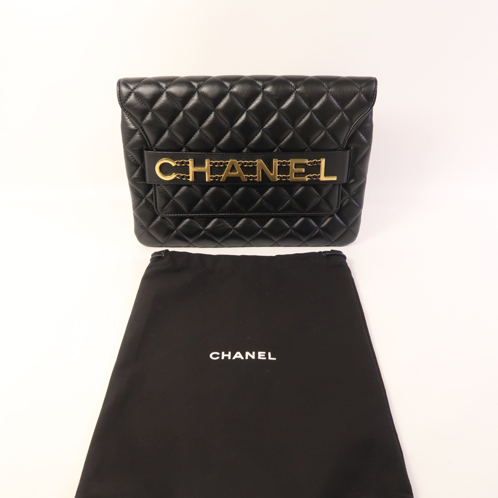 CHANEL 牛皮皮革Clutch Bag金扣手拿包