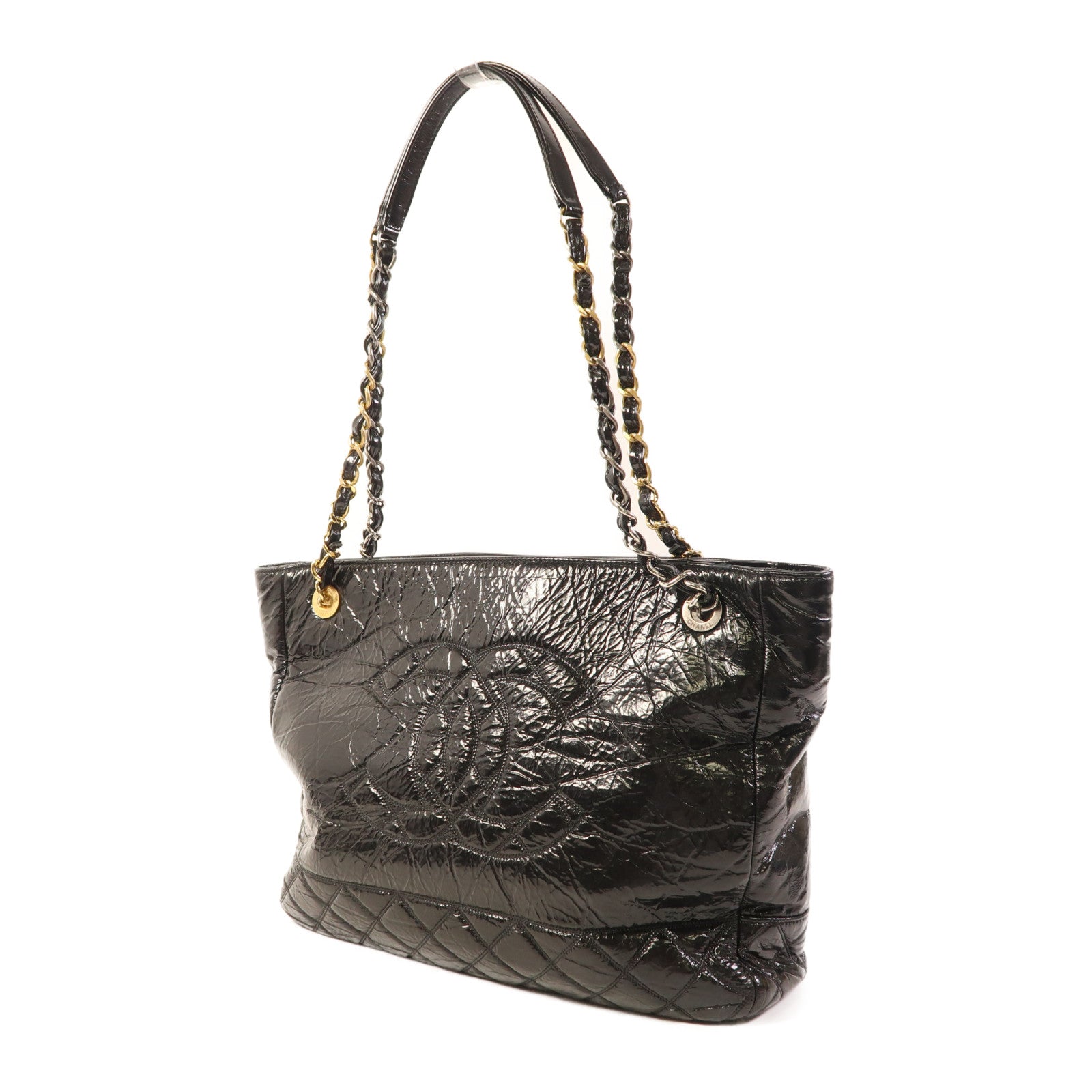 CHANEL 漆皮皮革Coco Mark Chain Tote Bag鏈帶肩背袋