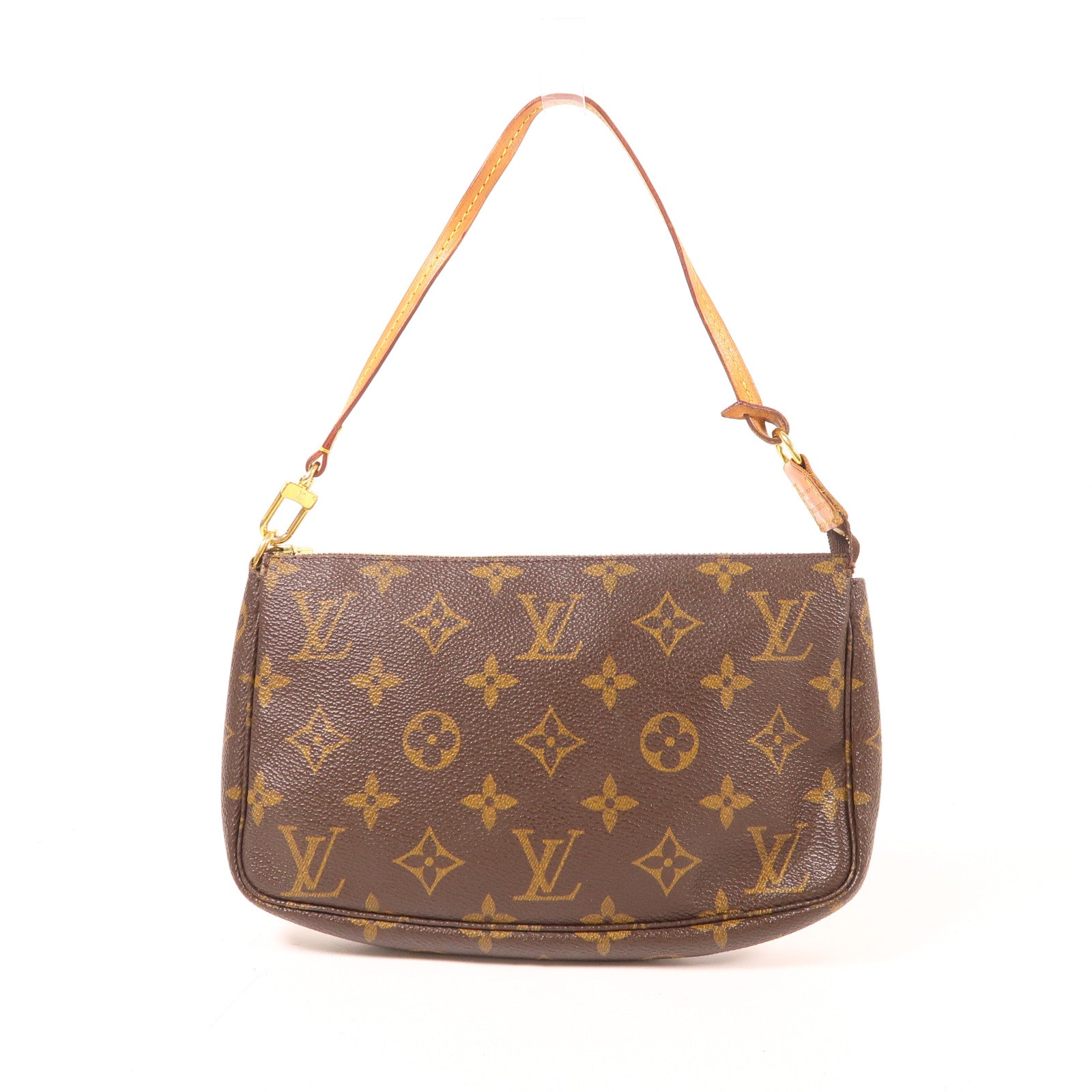 LOUIS VUITTON Monogram Pochette Accessoires金扣手拿包棕色