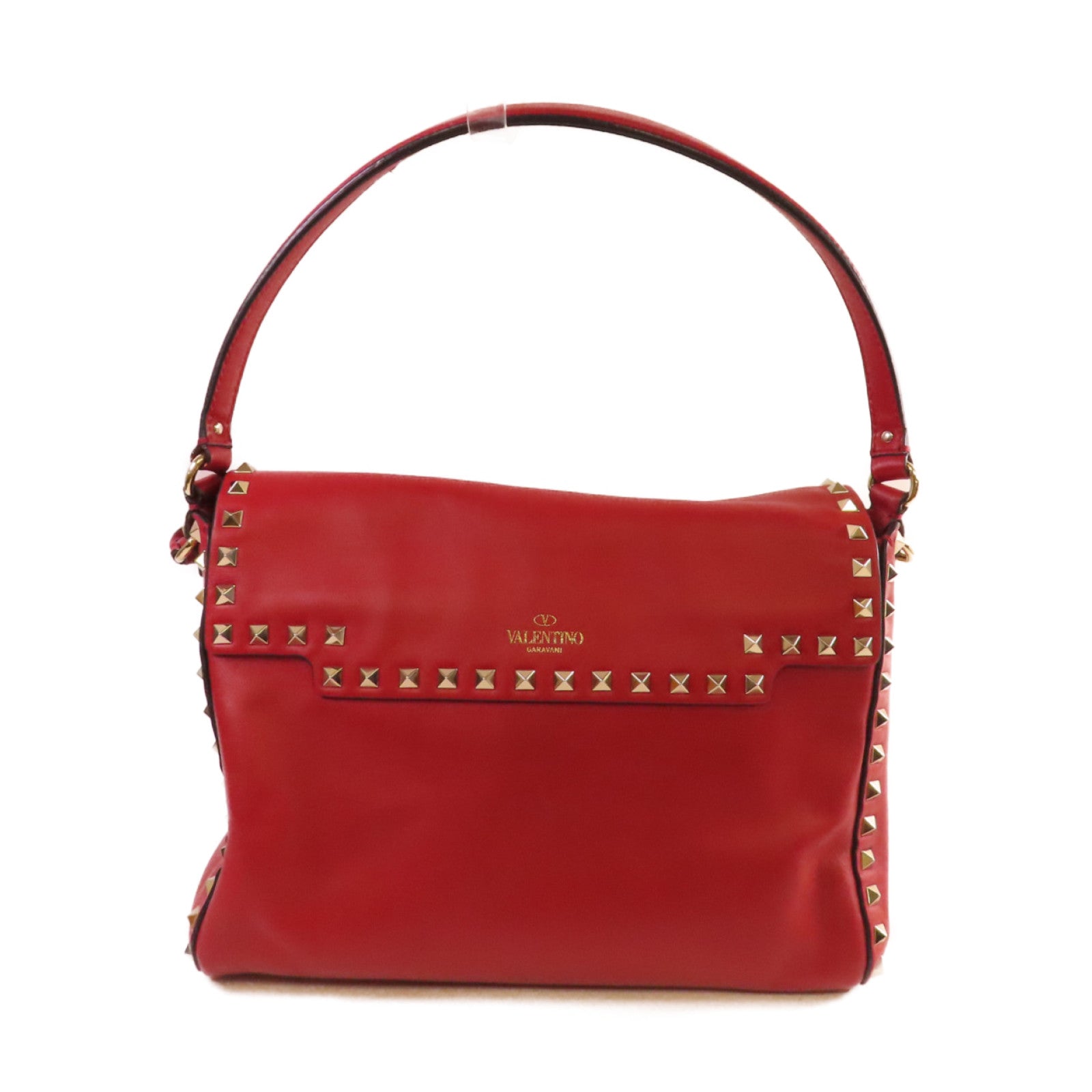 Valentino 牛皮皮革Rockstud 2Way Shoulder Bag金扣手挽肩背兩用袋紅色