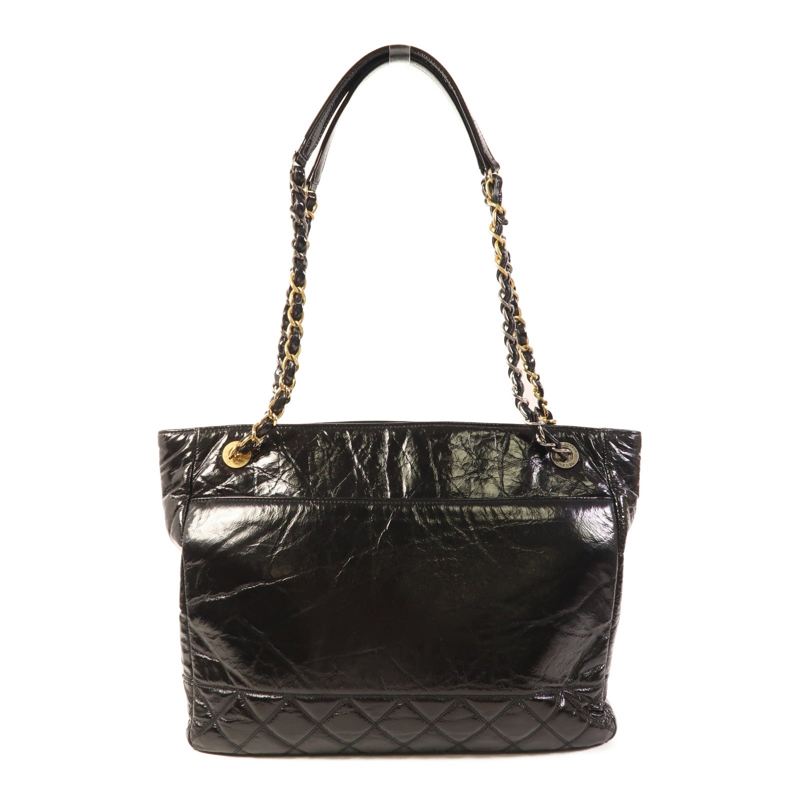 CHANEL 漆皮皮革Coco Mark Chain Tote Bag鏈帶肩背袋