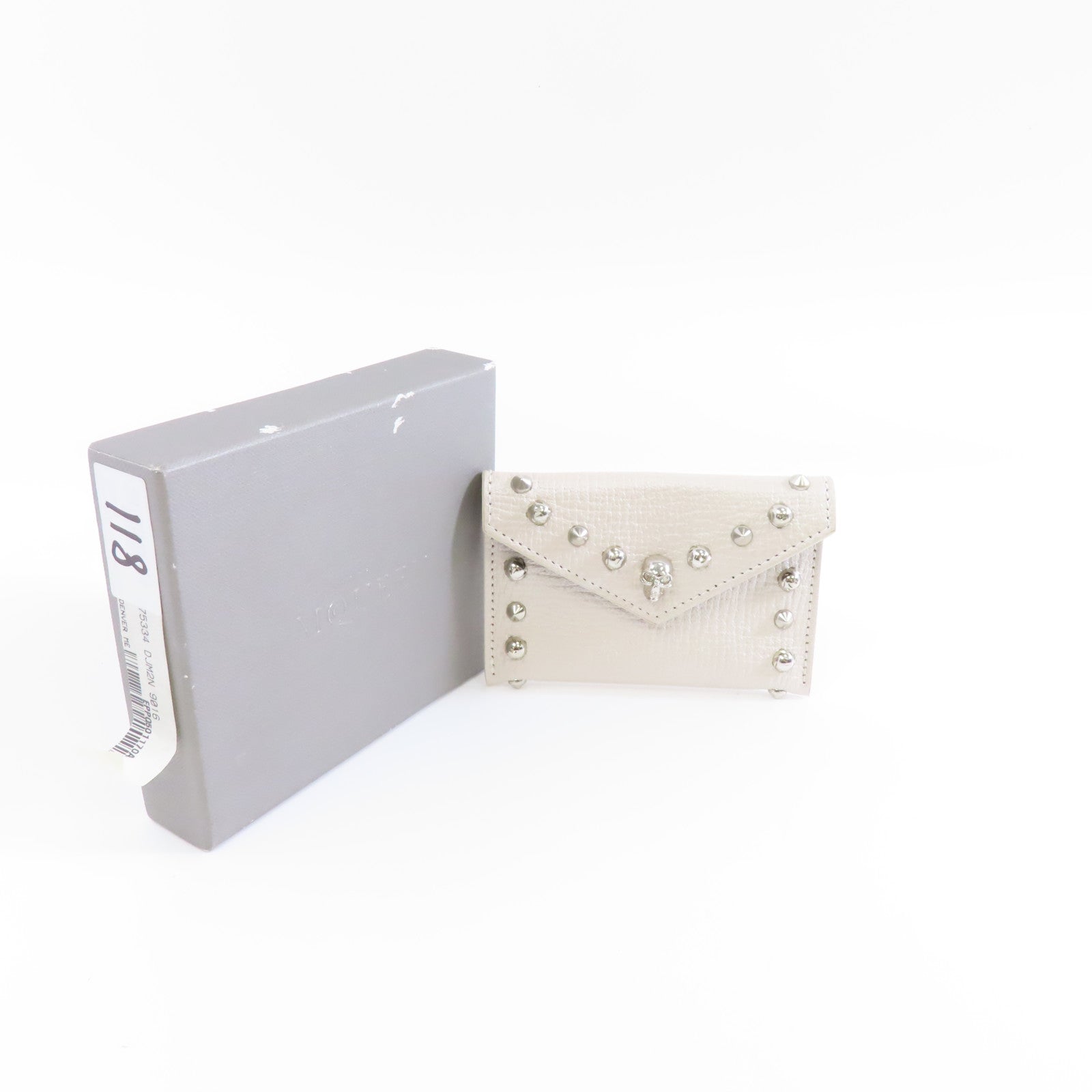 SELECTION 牛皮皮革Card Case銀扣卡片套米色