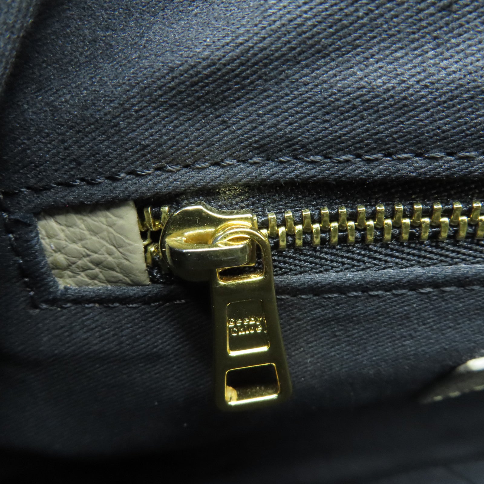 SEE BY CHLOE 牛皮皮革2way Shoulder Bag金扣手挽肩背兩用袋米色