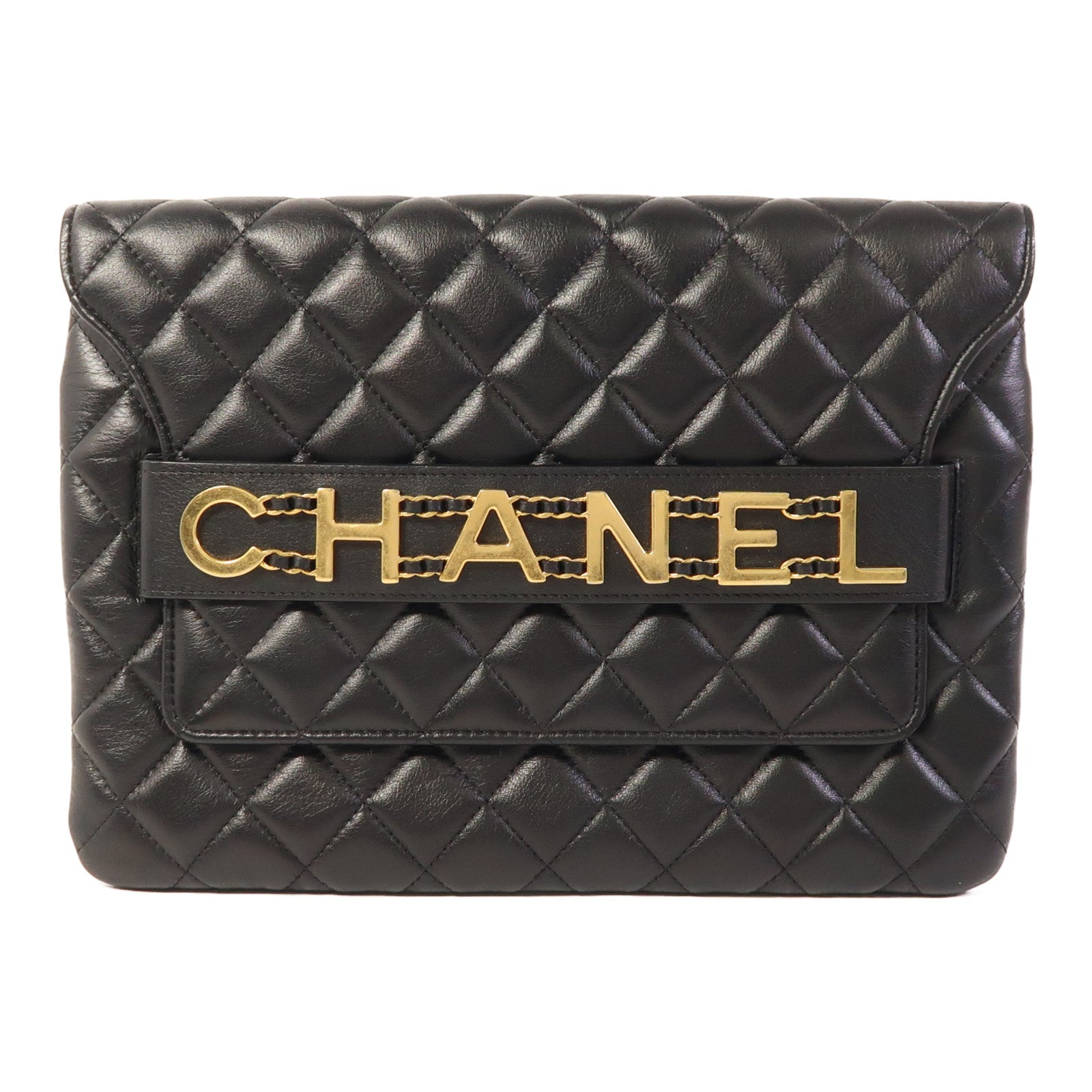 CHANEL 牛皮皮革Clutch Bag金扣手拿包