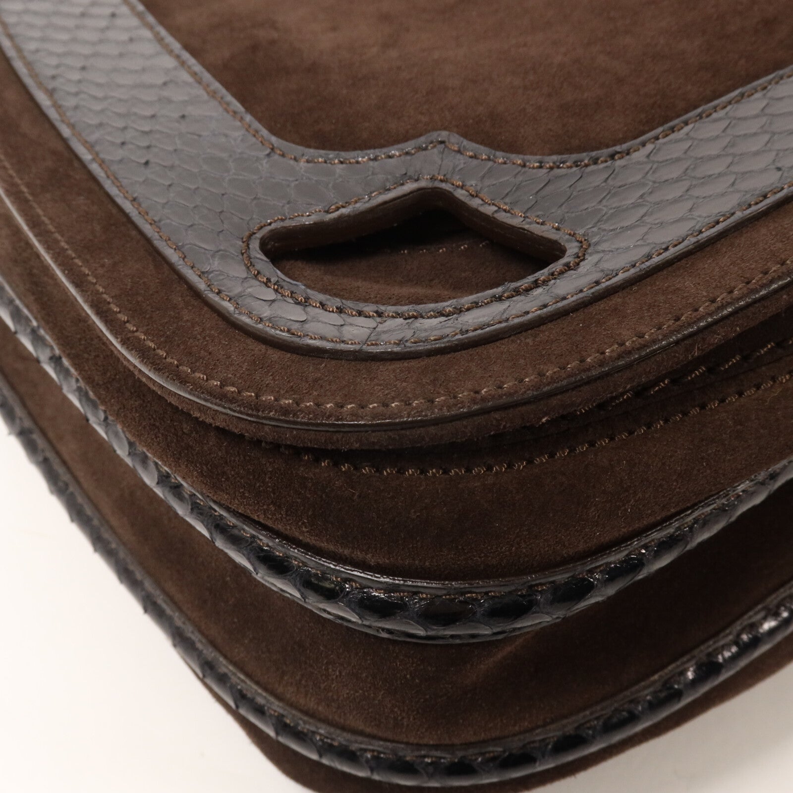 CARTIER 麂皮皮革/蛇皮皮革Marcello Saddle Bag手挽肩背兩用袋