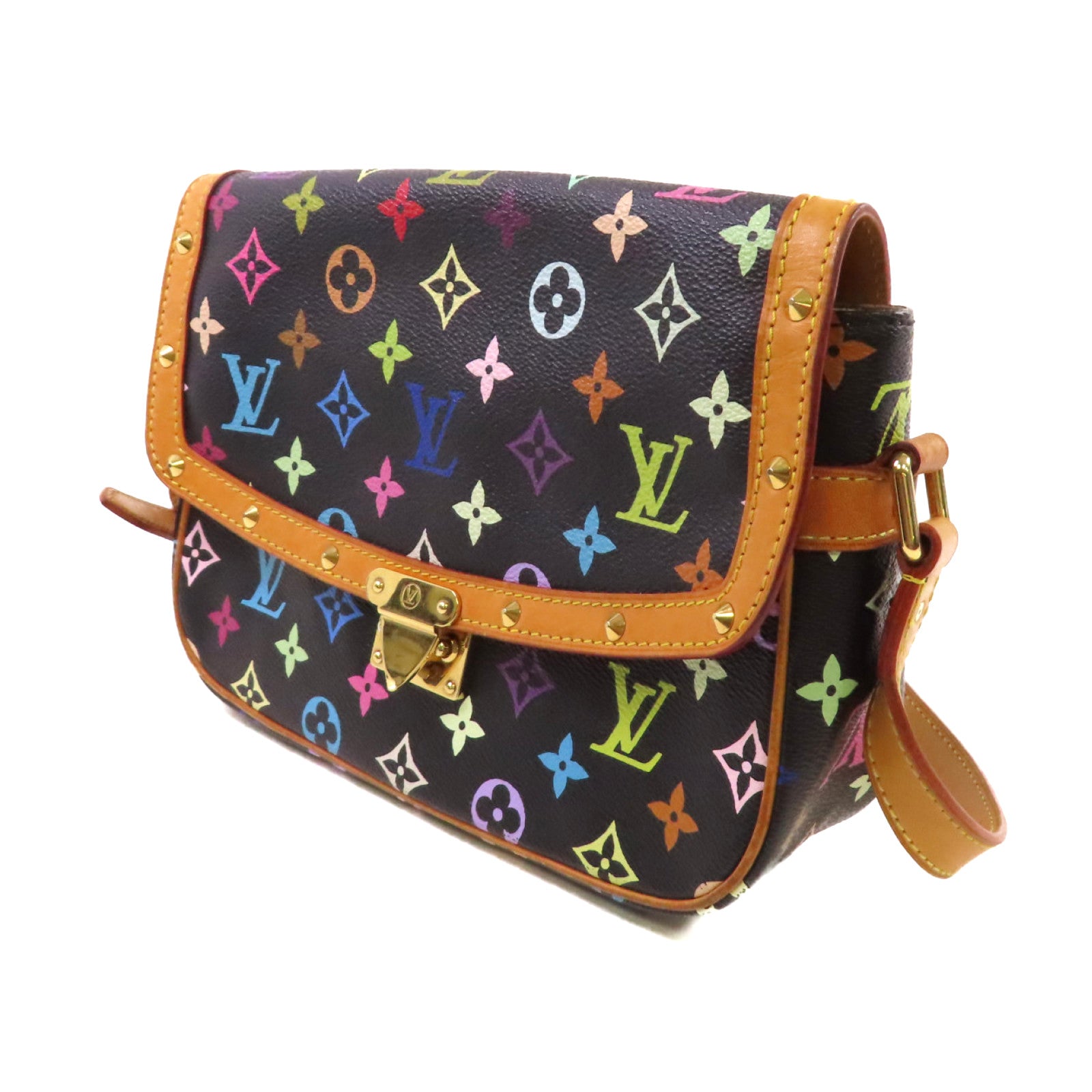 LOUIS VUITTON Monogram Multicolore Sologne Shoulder Bag金扣肩背袋黑色/彩色