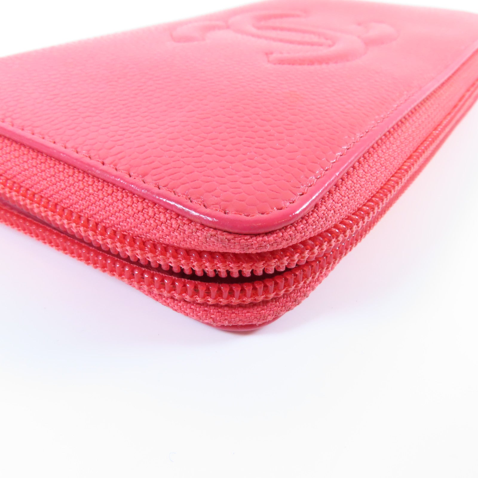 CHANEL 【激減優惠】Caviar皮革Long Wallet金扣長錢包粉紅色