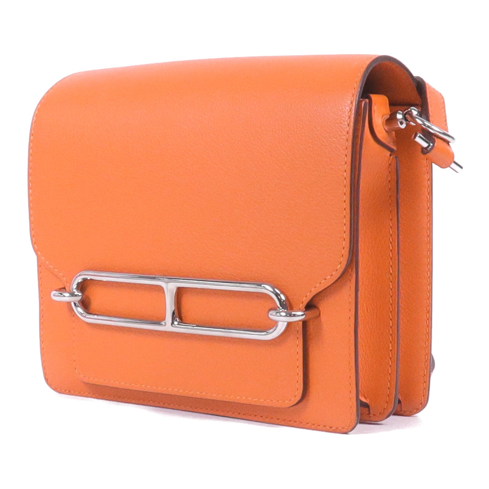 HERMES 【激減優惠】EverColour皮革Roulis Mini銀扣肩背袋Feu