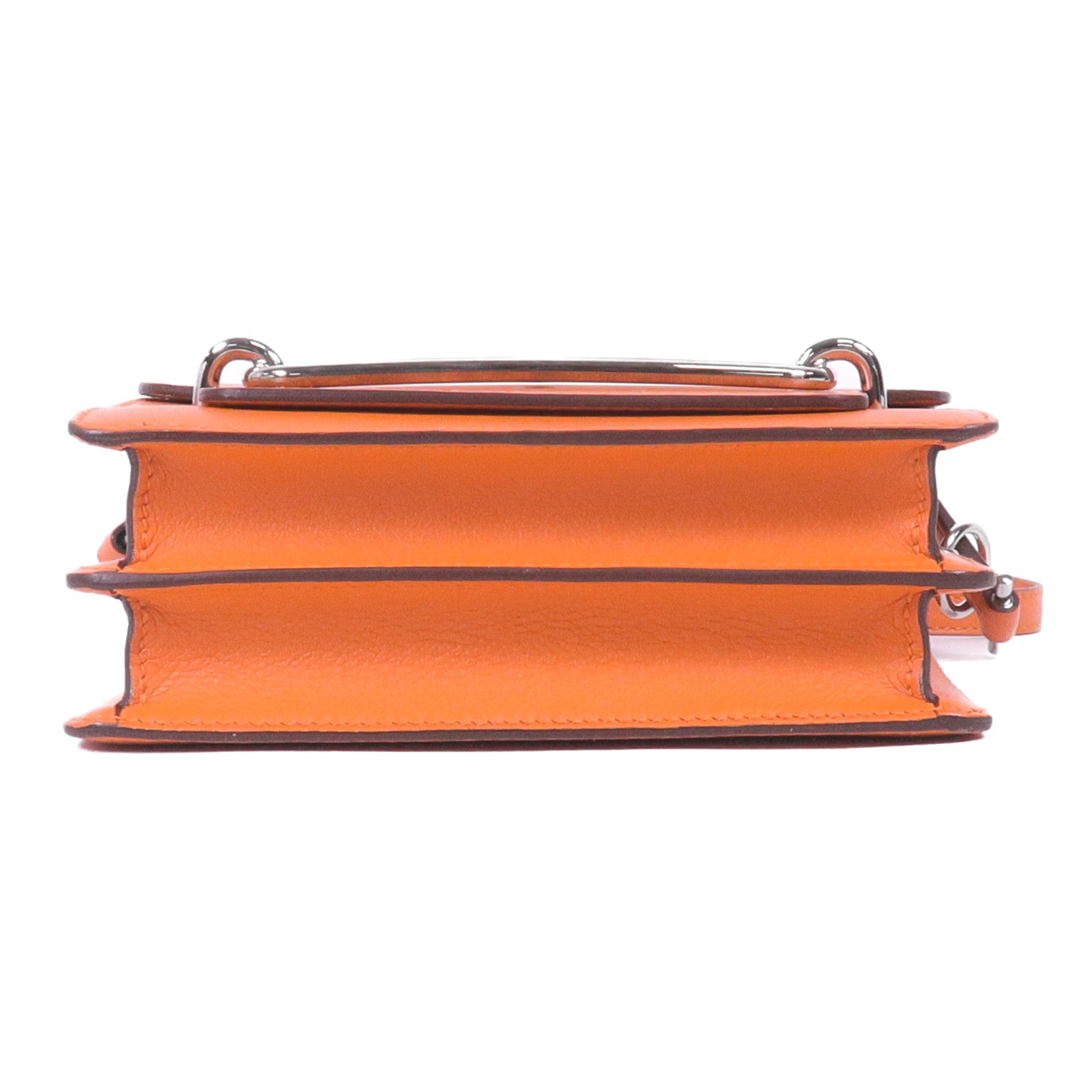 HERMES EverColour皮革Roulis Mini銀扣肩背袋Feu