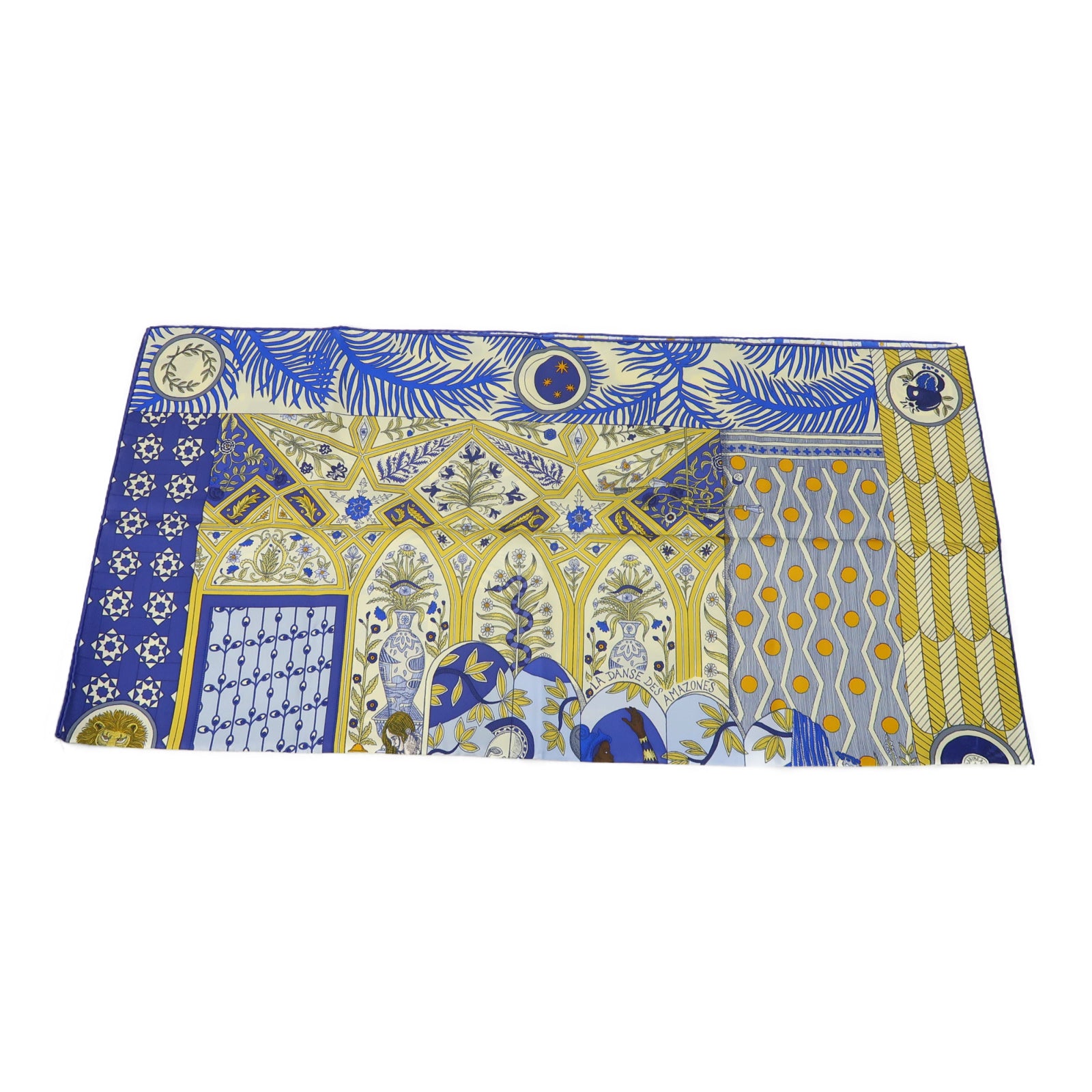 HERMES 絲質Scarf圍巾藍色/米色