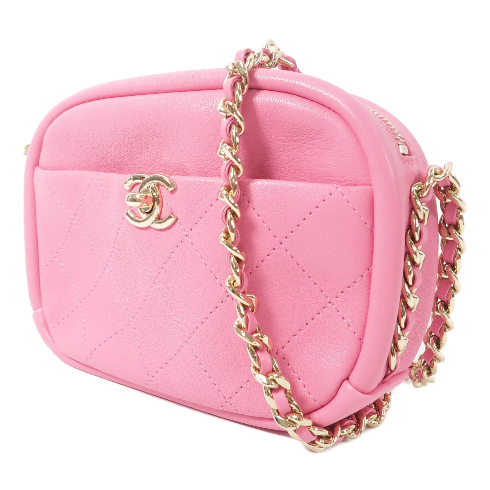 CHANEL 山羊皮革Camera Bag鏈帶肩背袋