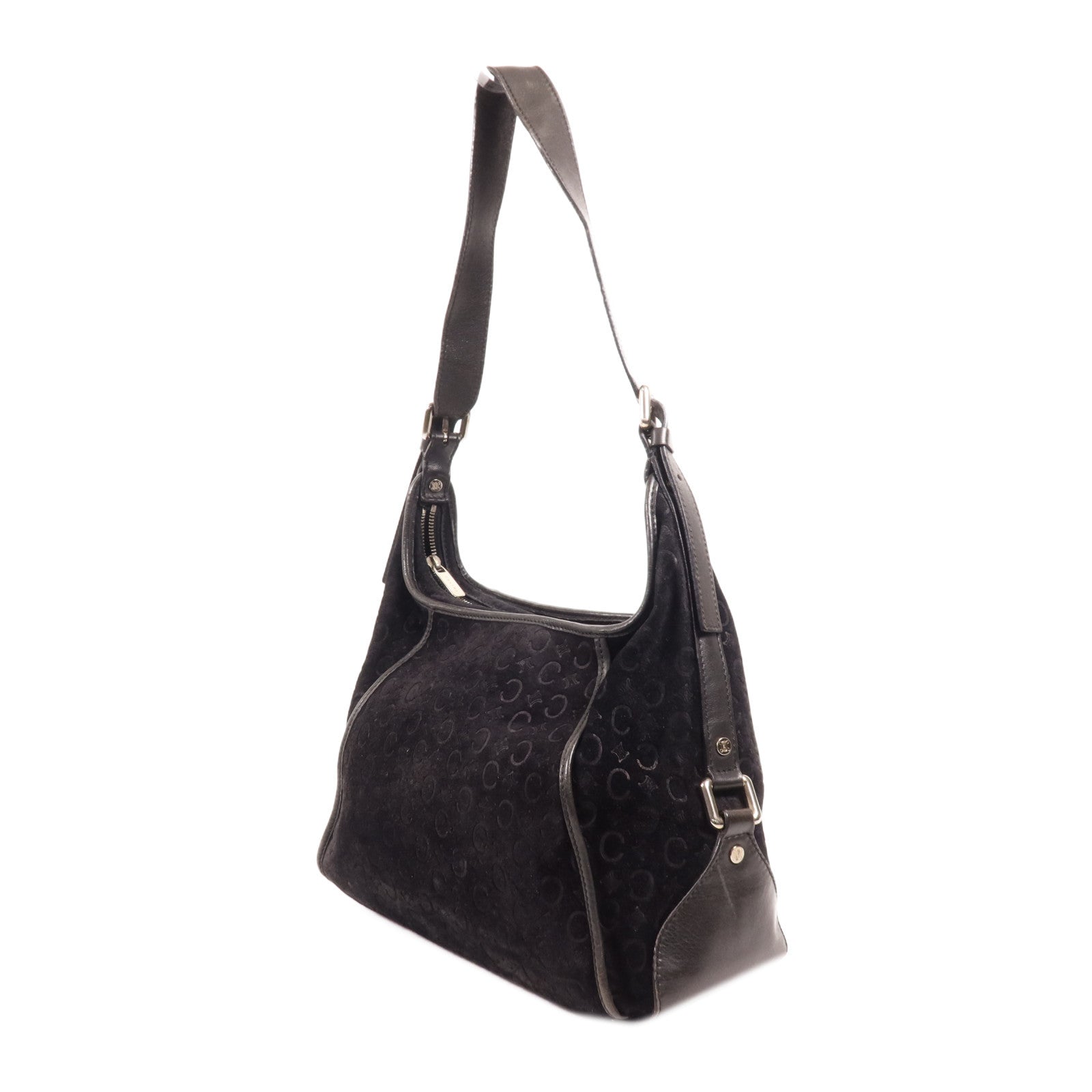 CELINE 麂皮皮革Vintage Shoulder Bag 055銀扣肩背袋