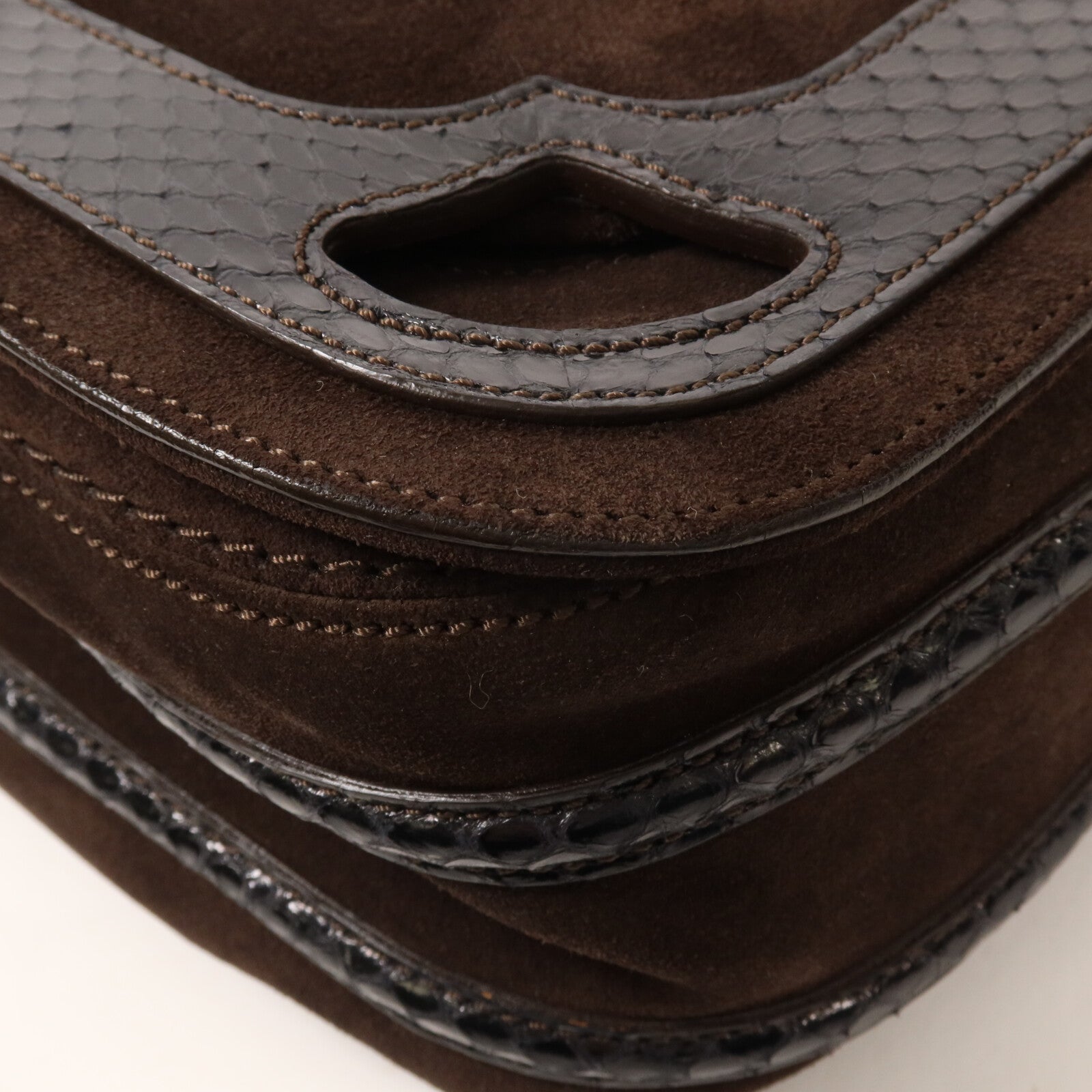 CARTIER 麂皮皮革/蛇皮皮革Marcello Saddle Bag手挽肩背兩用袋