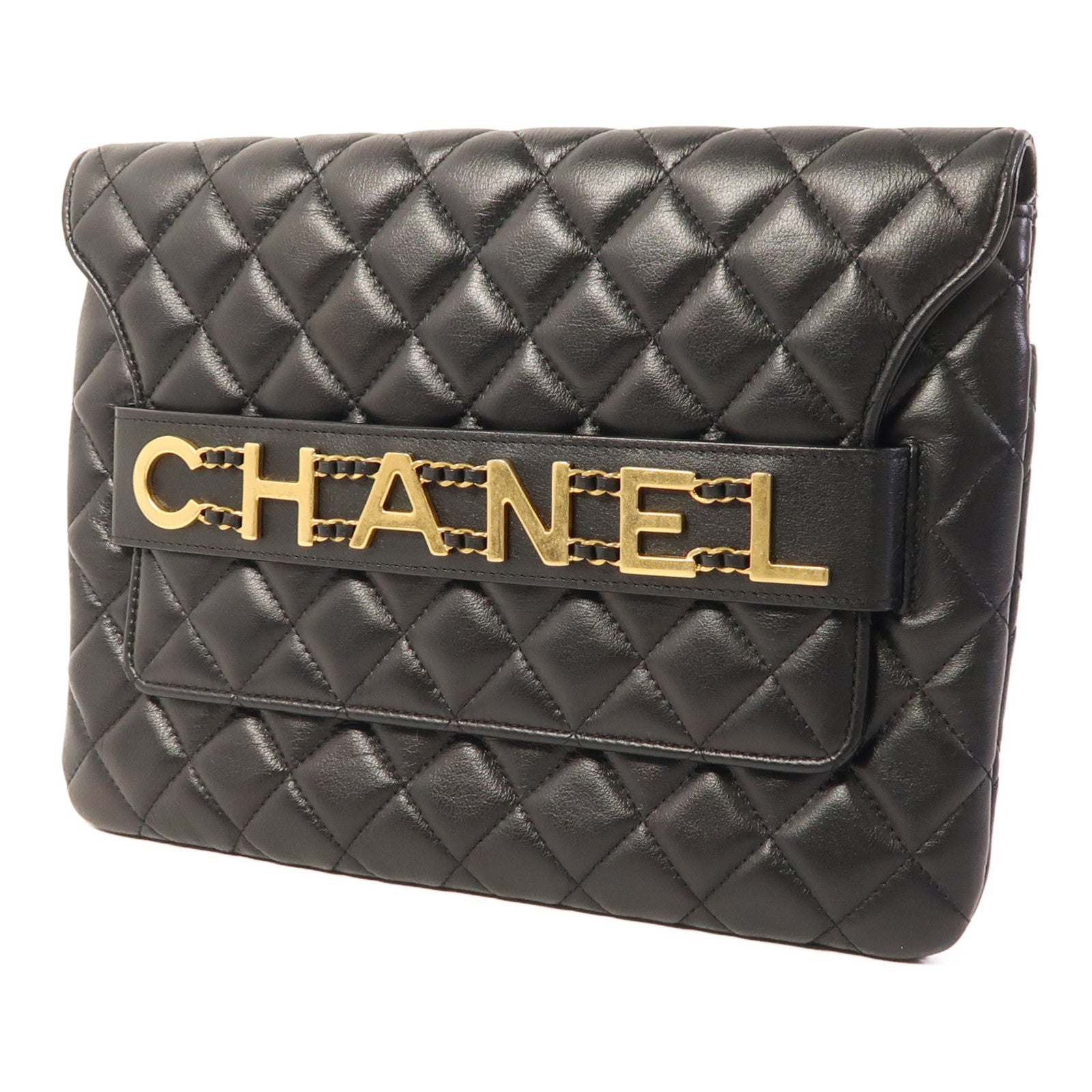 CHANEL 牛皮皮革Clutch Bag金扣手拿包