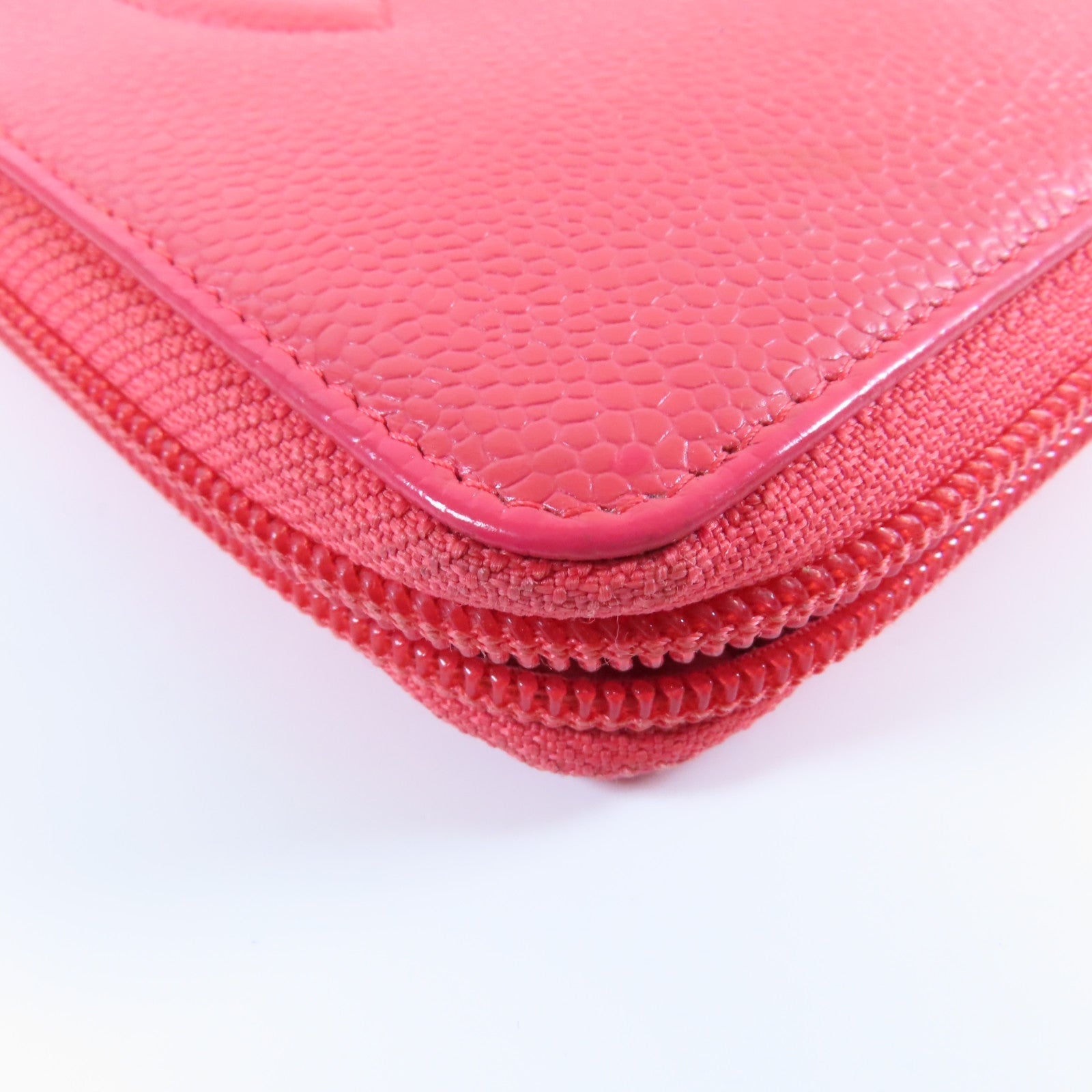 CHANEL 【激減優惠】Caviar皮革Long Wallet金扣長錢包粉紅色
