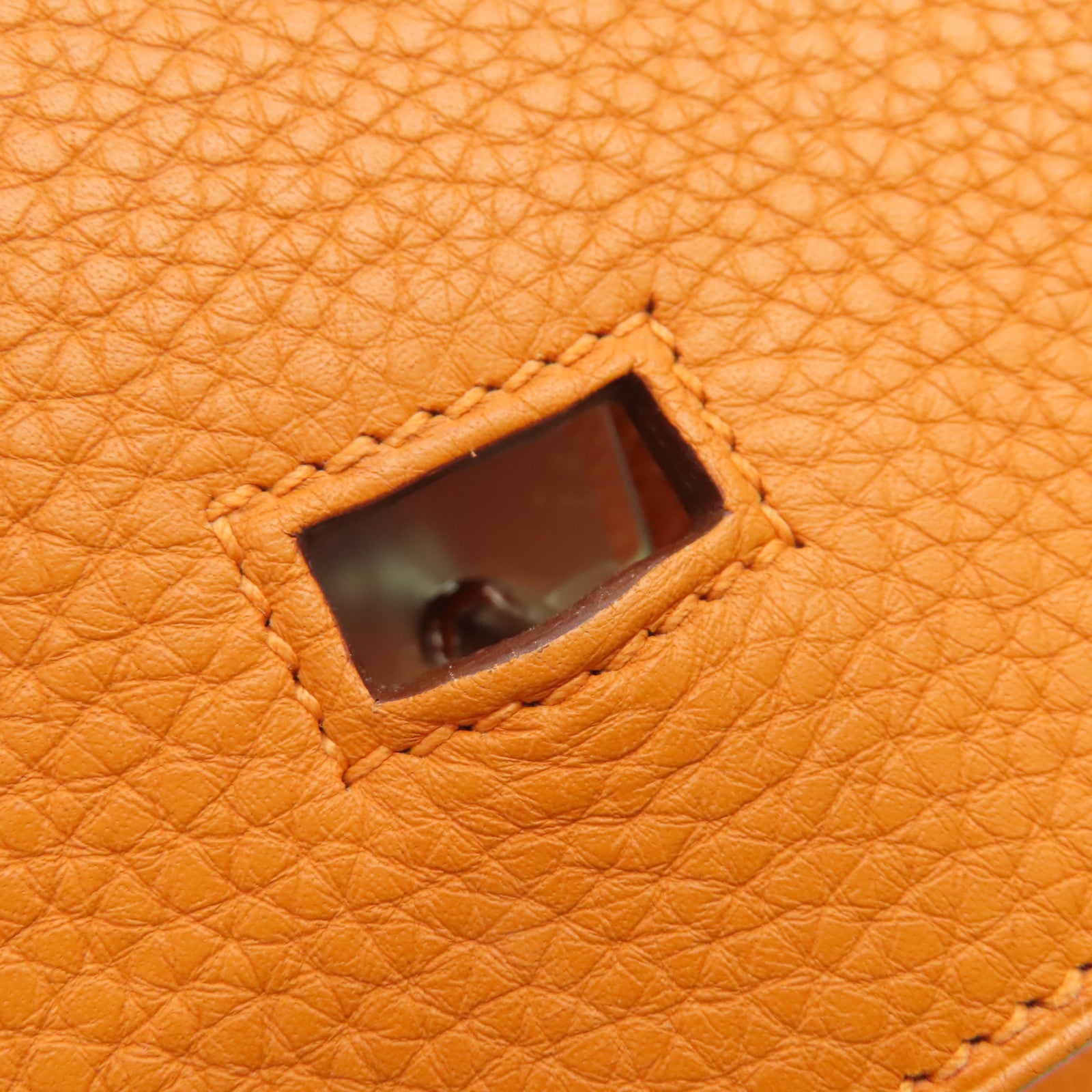 HERMES Clemence皮革Shoulder Birkin銀扣手挽袋/肩背袋橙色