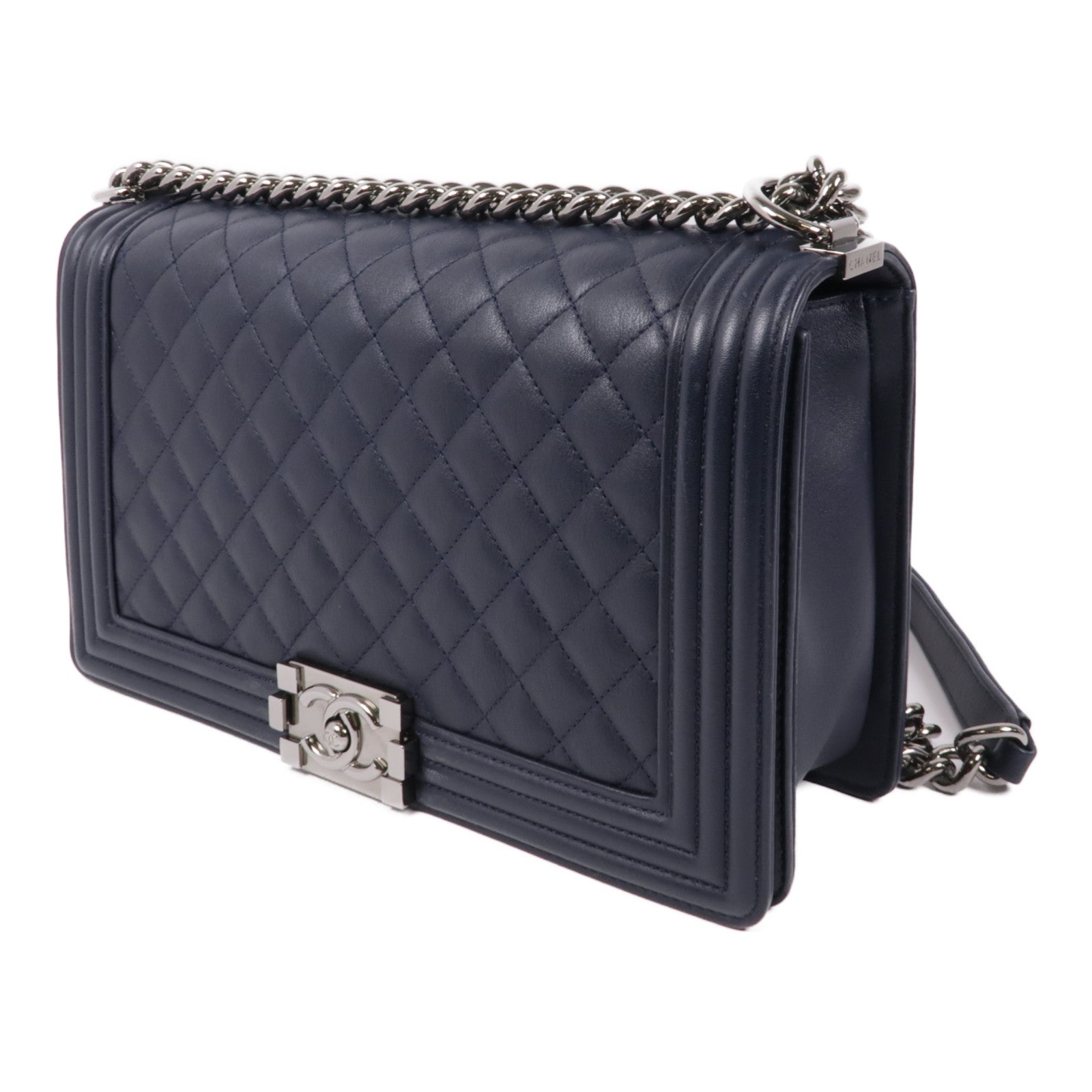 CHANEL 【激減優惠】羊皮皮革Boy 28銀扣鏈帶肩背袋